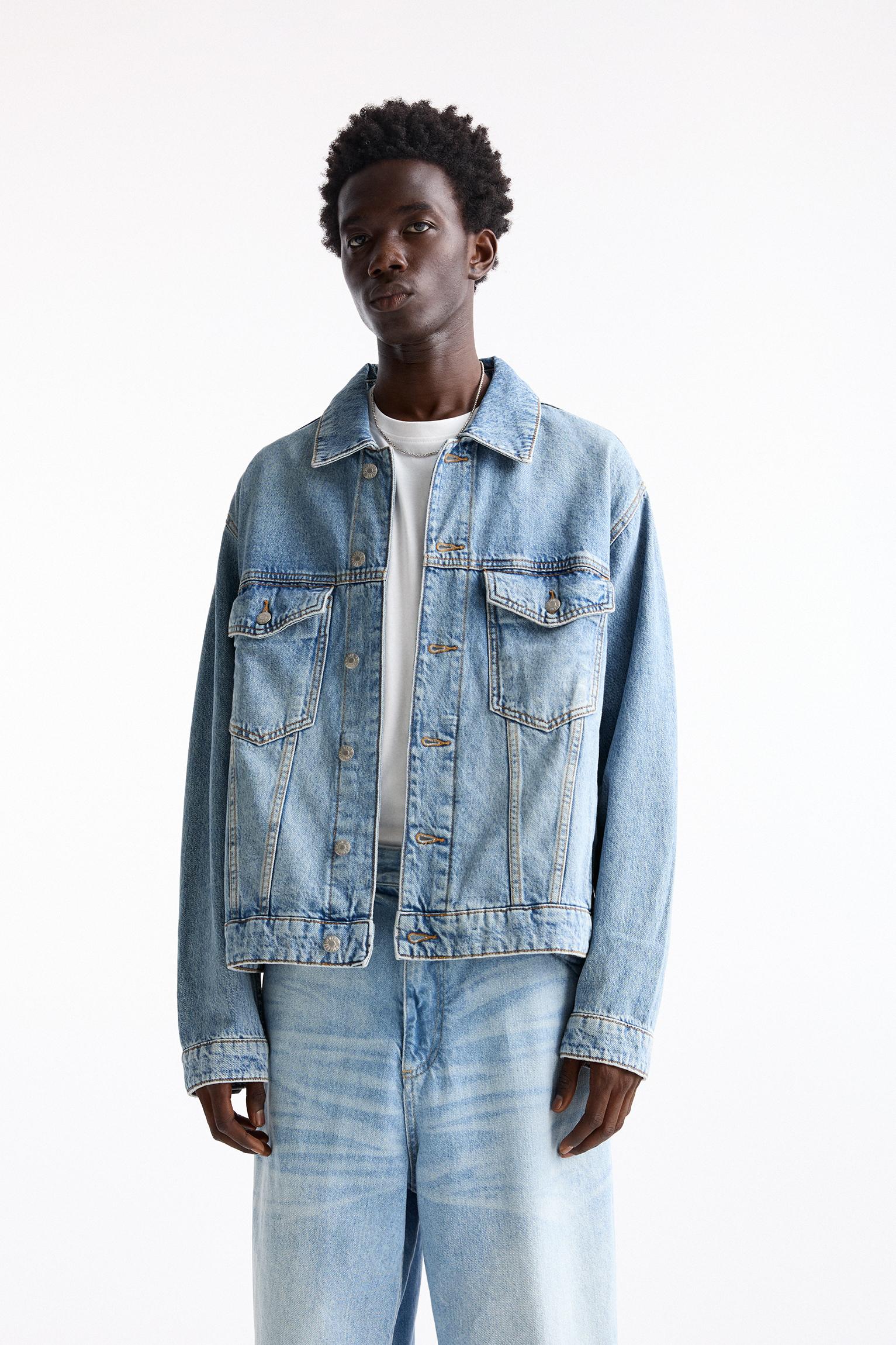 Oversized denim jacket pull and bear best sale