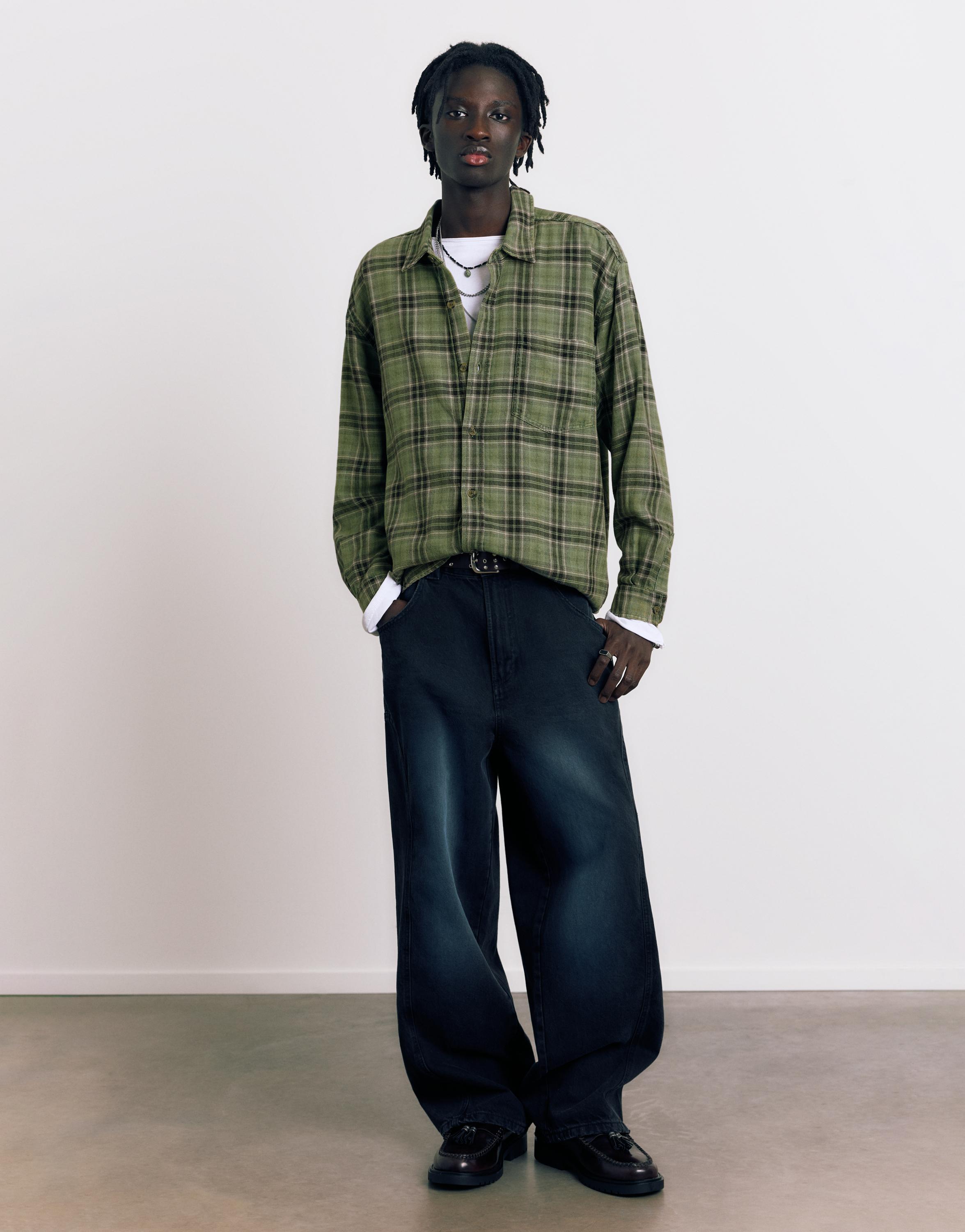 Uzun kollu kareli gömlek - Görsel 12