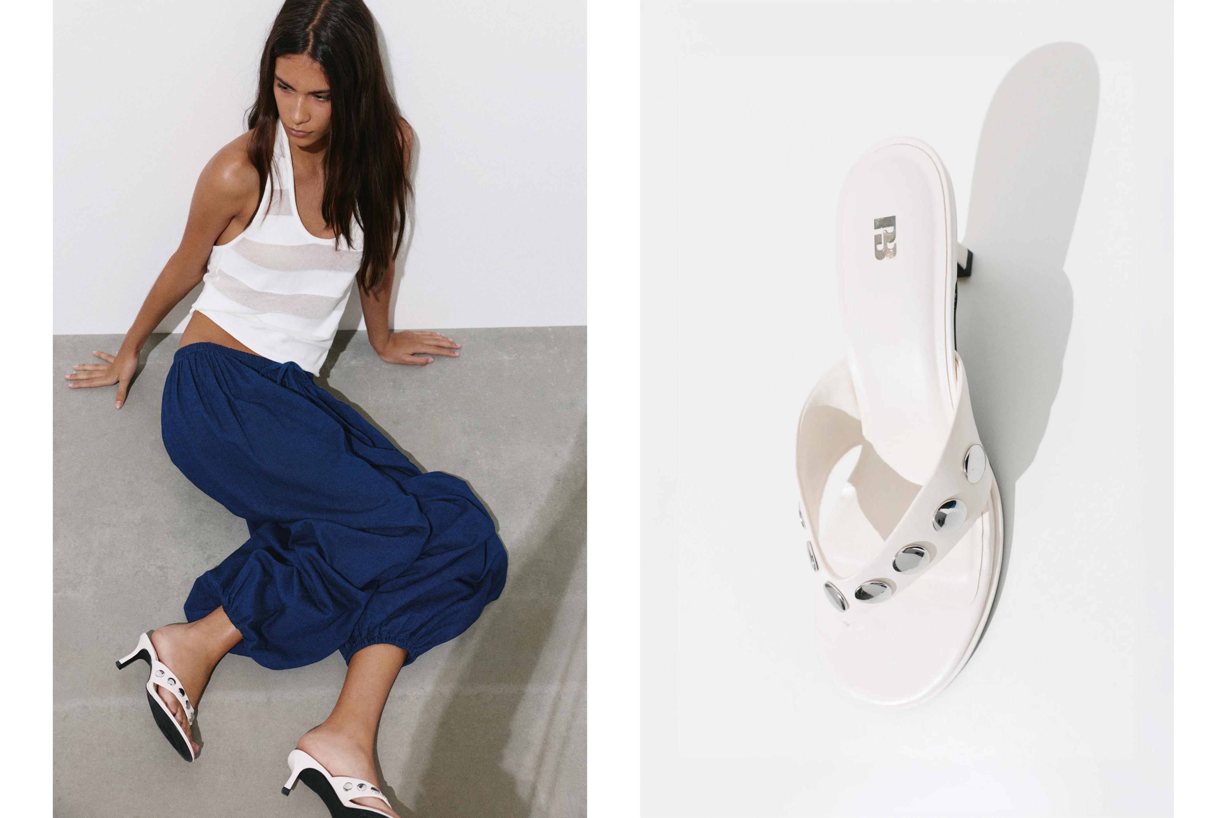 Heeled sandals with studs — White