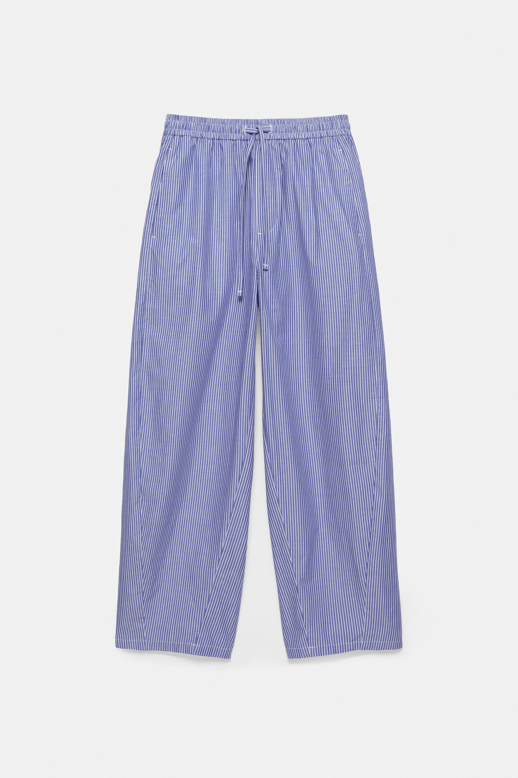 Relaxed fit striped pyjama-style trousers — Blue