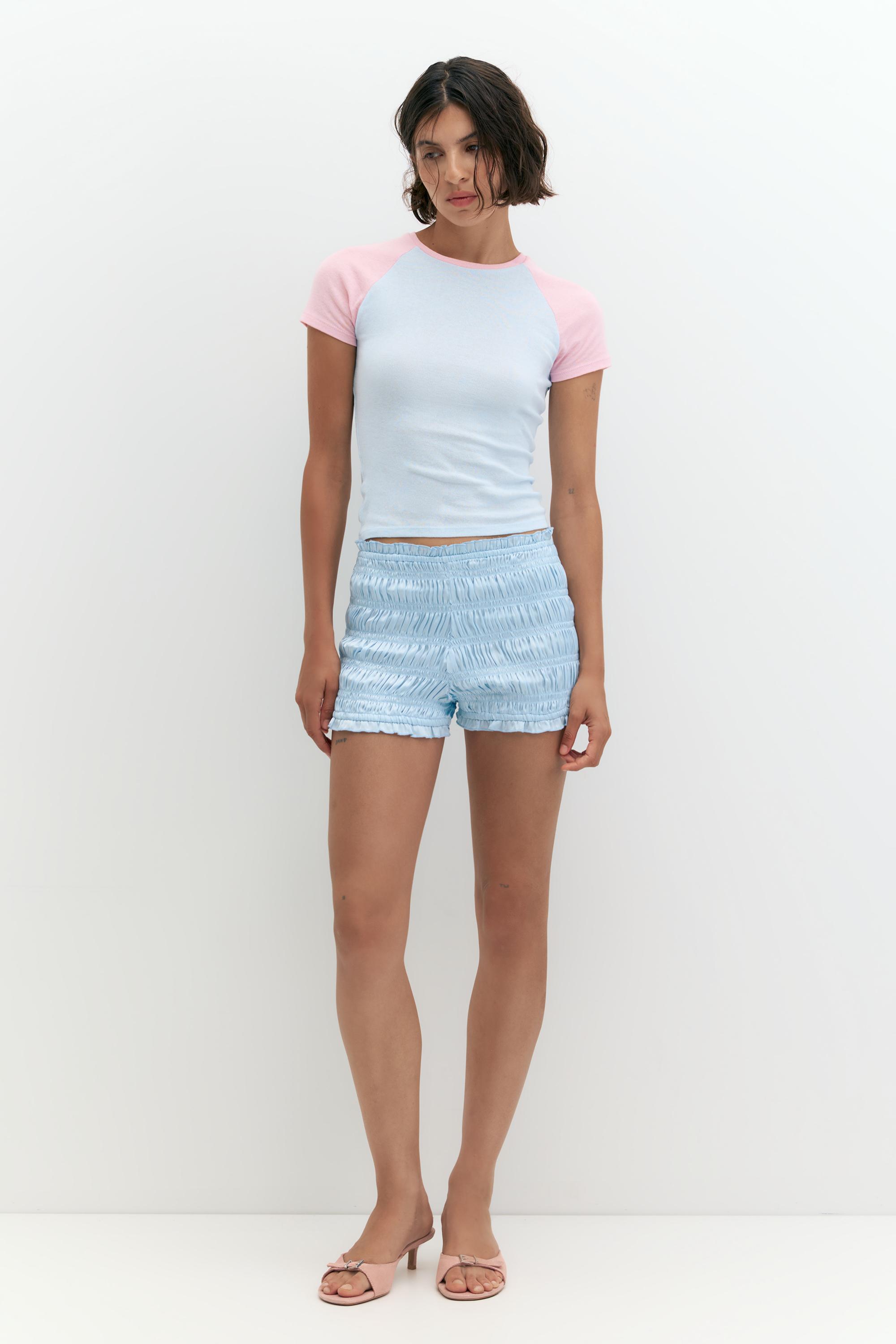 Contrast raglan sleeve T-shirt — Pastel blue