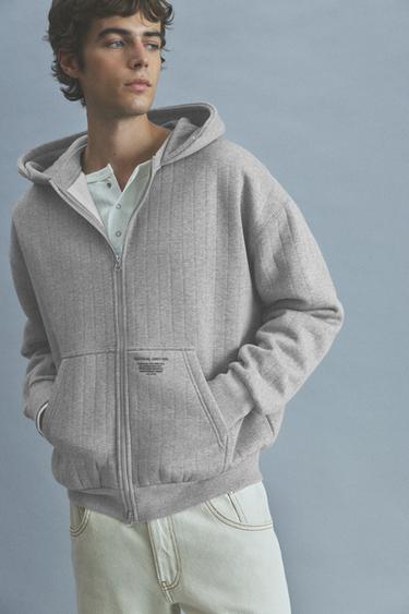 Boxy hoodie with zip — Grey 4