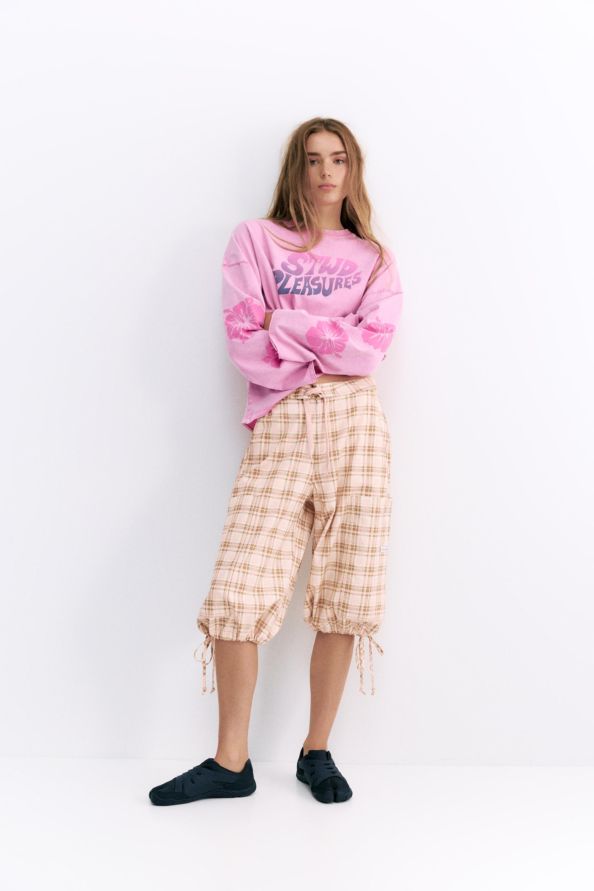 Pleasures x STWD checked cargo Bermuda shorts — Pink