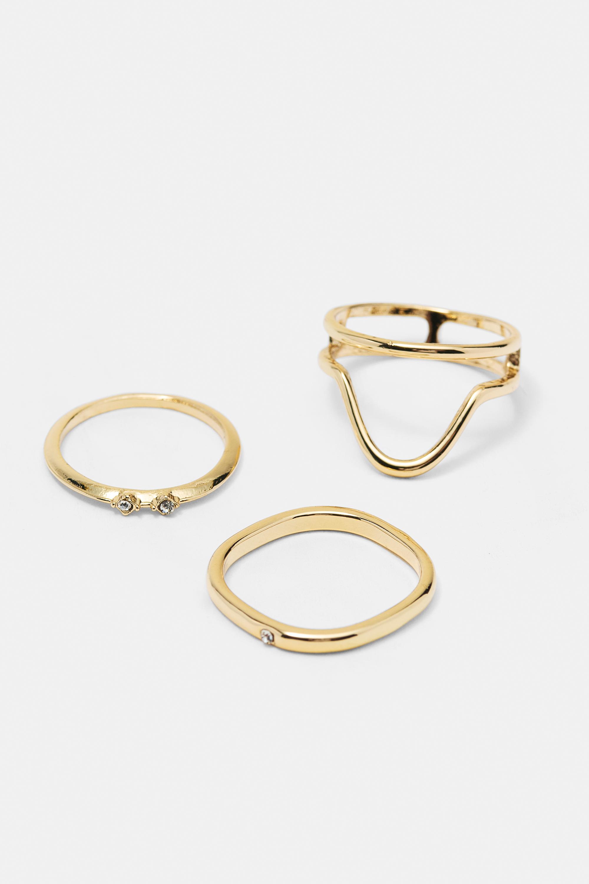 Pack of 6 slim rings — Gold