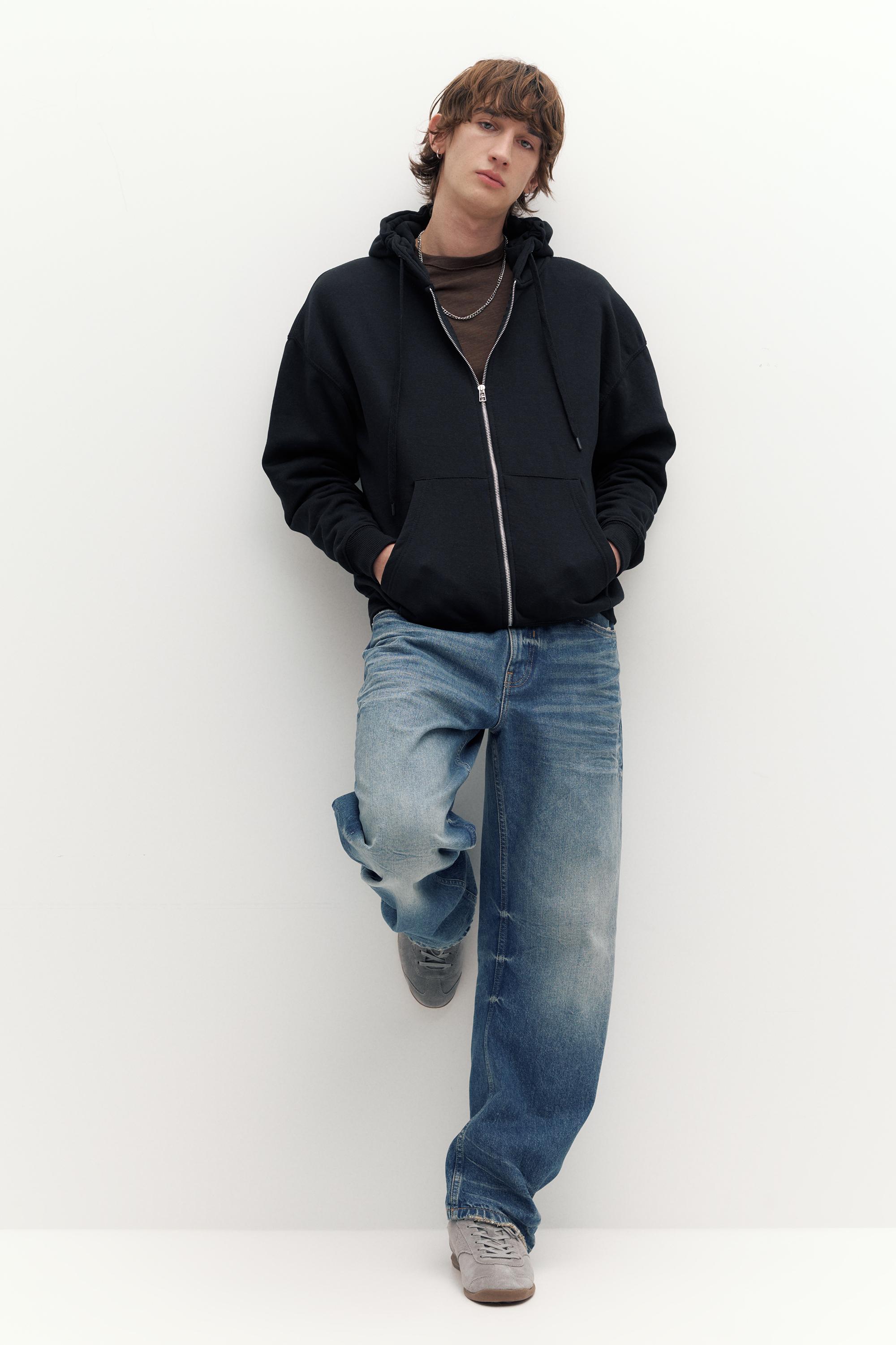 Basic kapüşonlu fermuarlı sweatshirt - Görsel 31