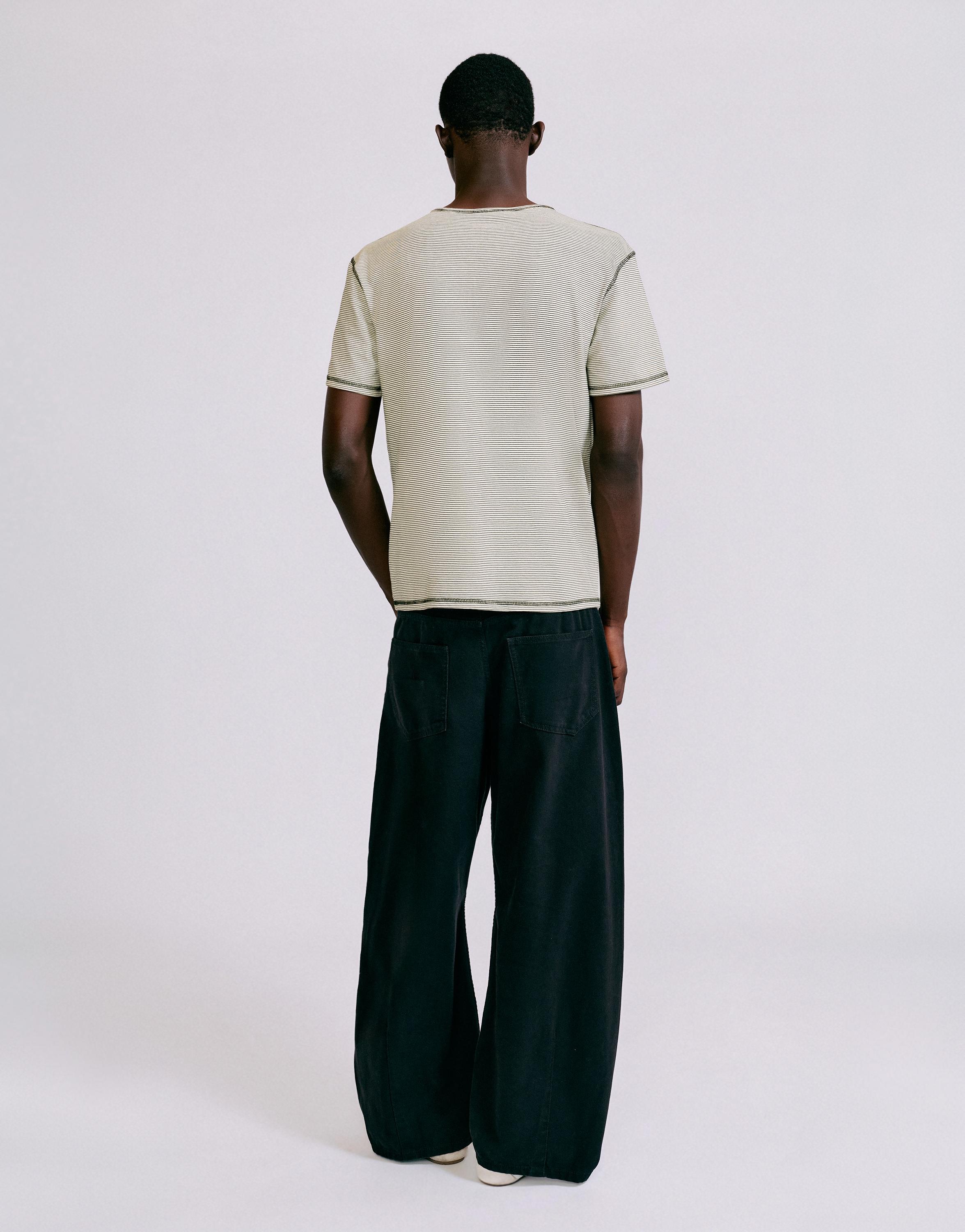 Striped henley neck T-shirt — Striped