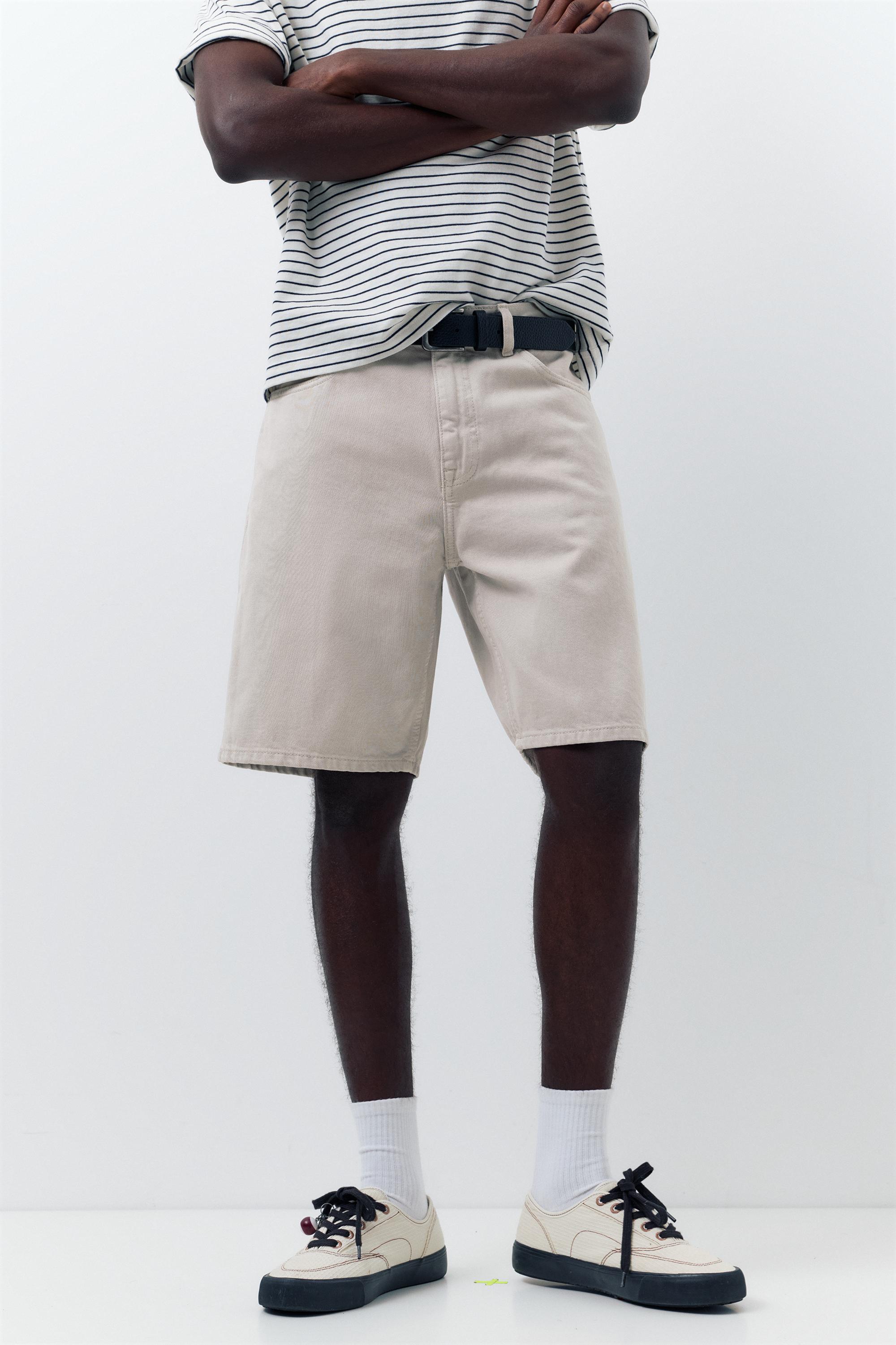 Standard denim Bermuda shorts — Pale grey