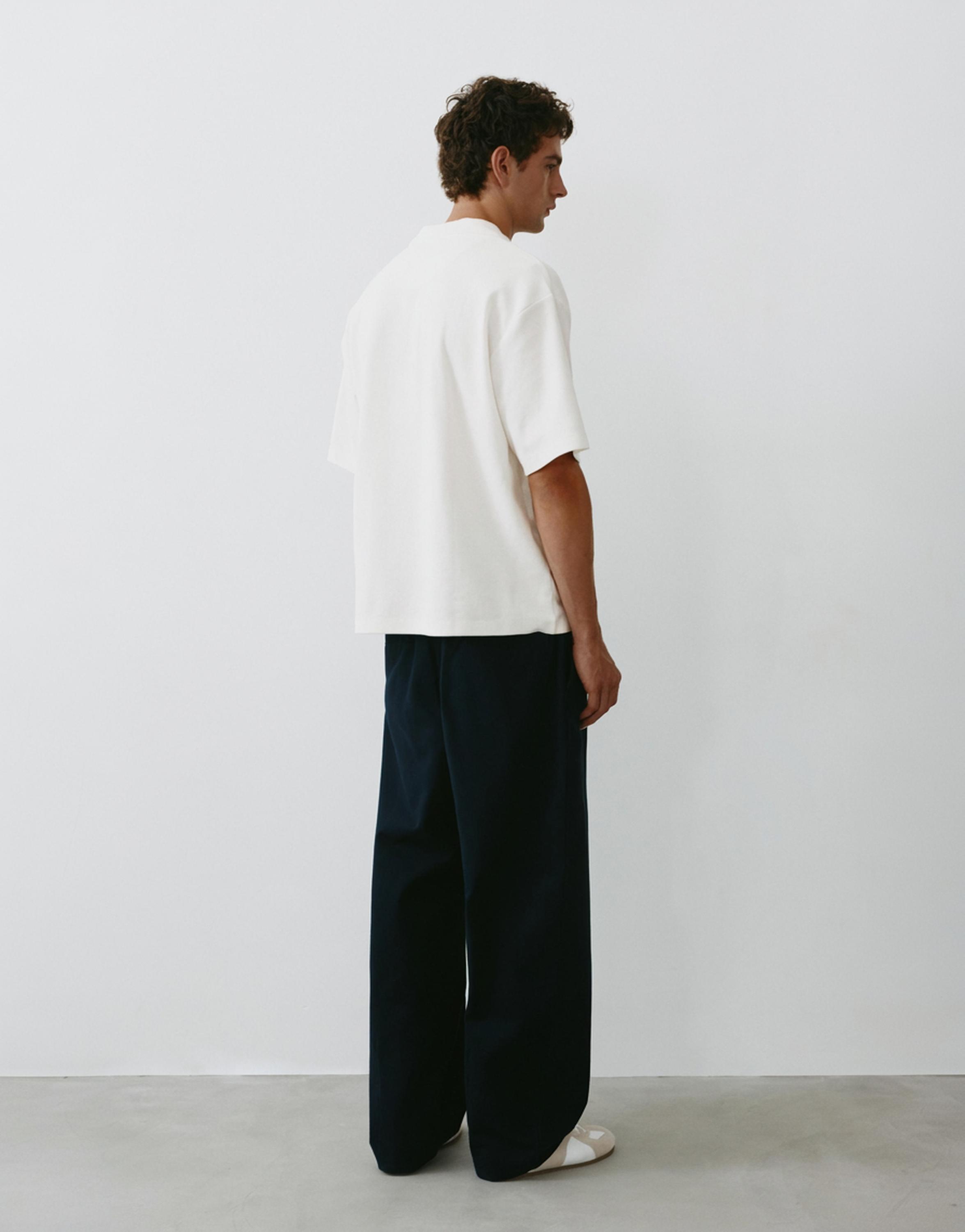 Short sleeve waffle-knit polo shirt — Off white