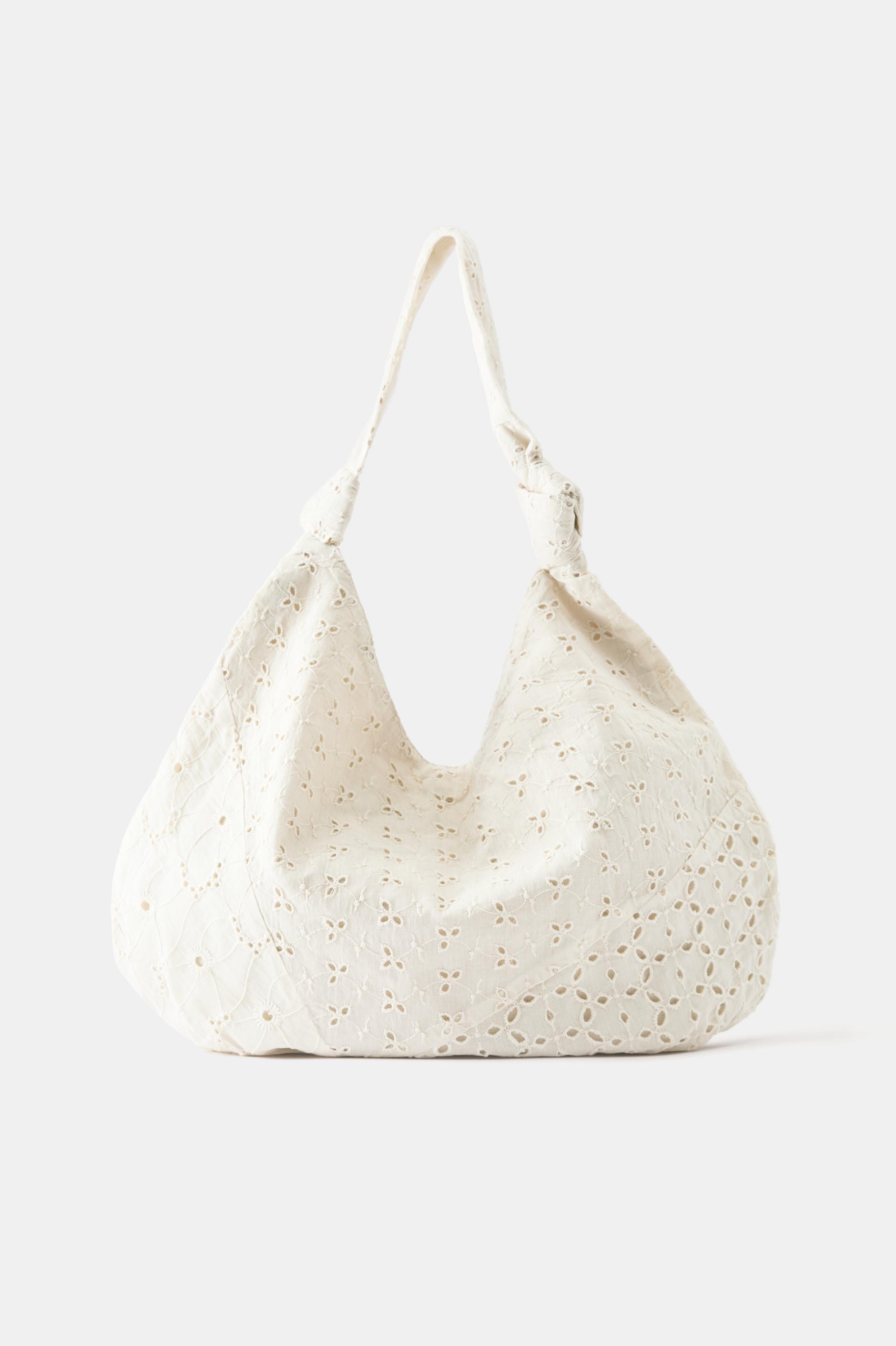 Embroidered tote bag — Ecru