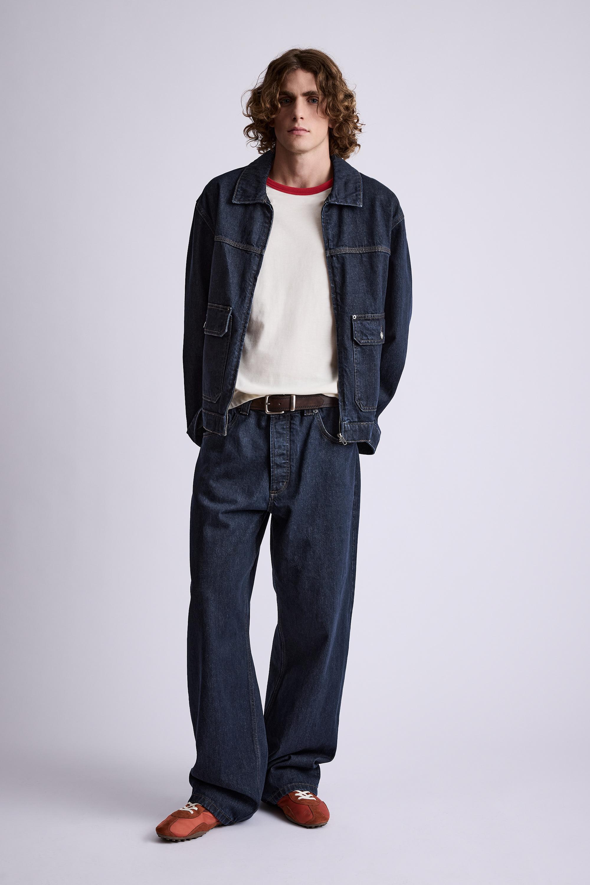Multi-pocket denim jacket — Navy