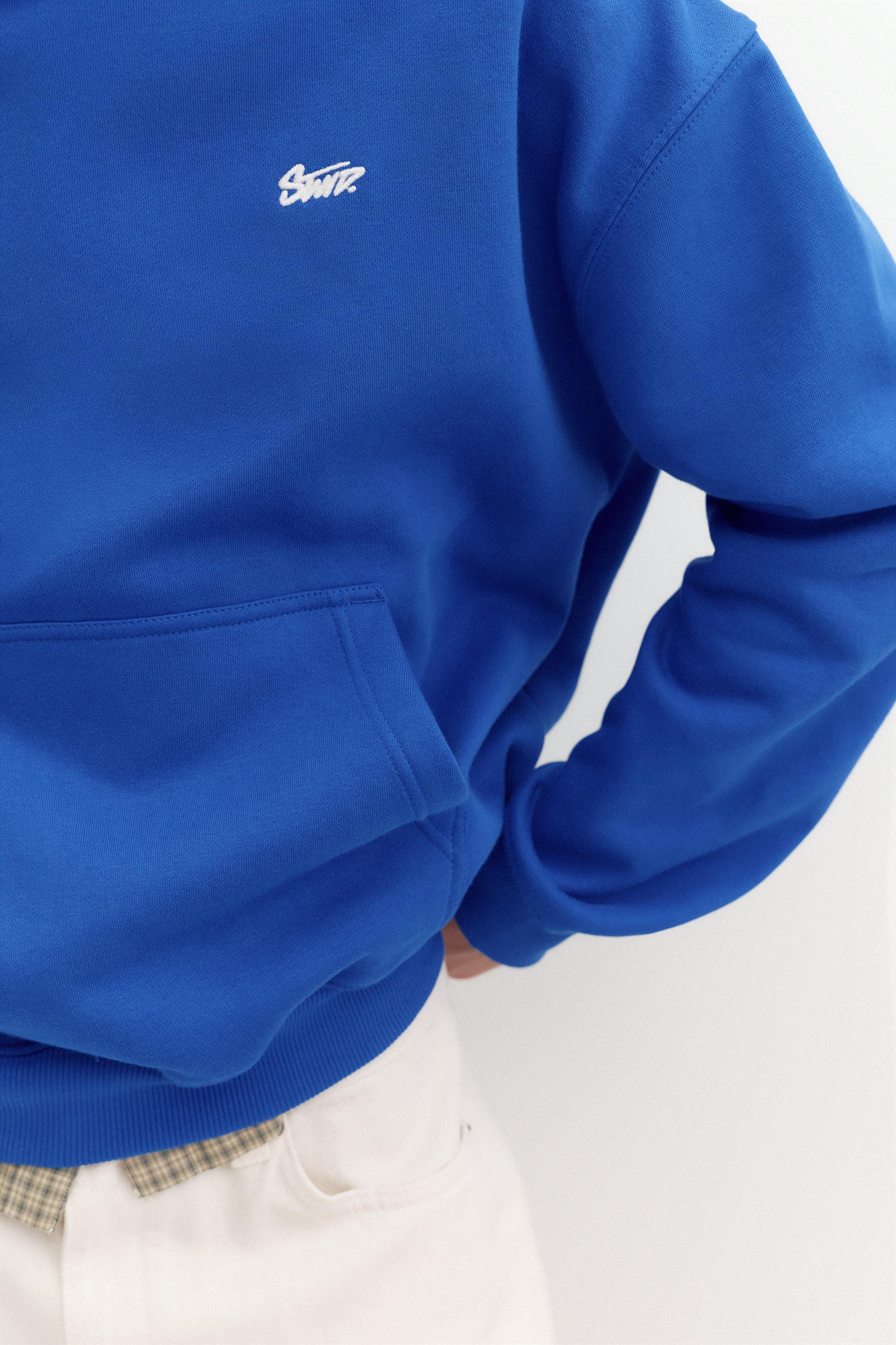 STWD logo boxy hoodie — Deep blue