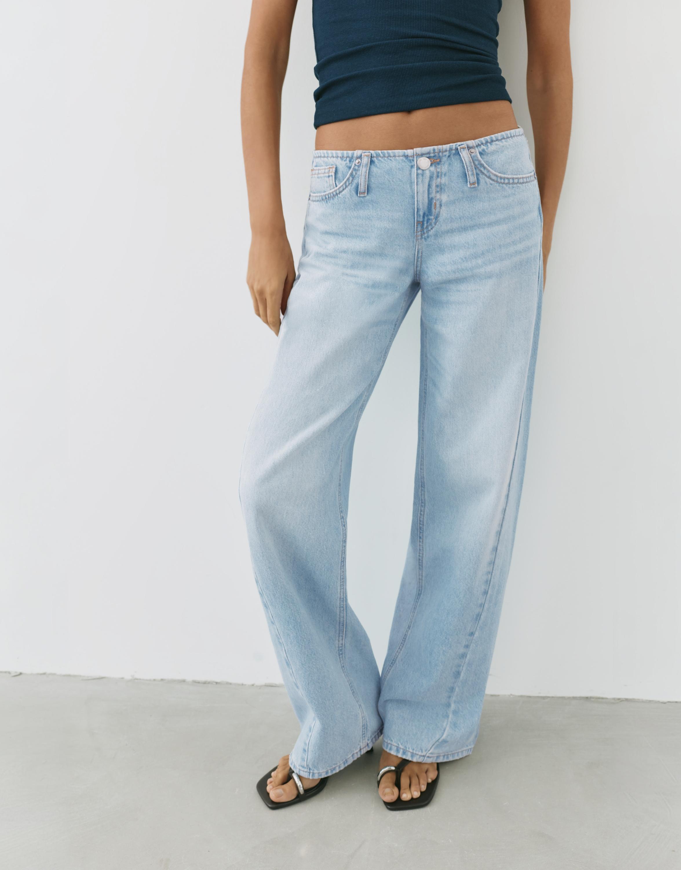 Low-rise straight-leg jeans — Pale blue