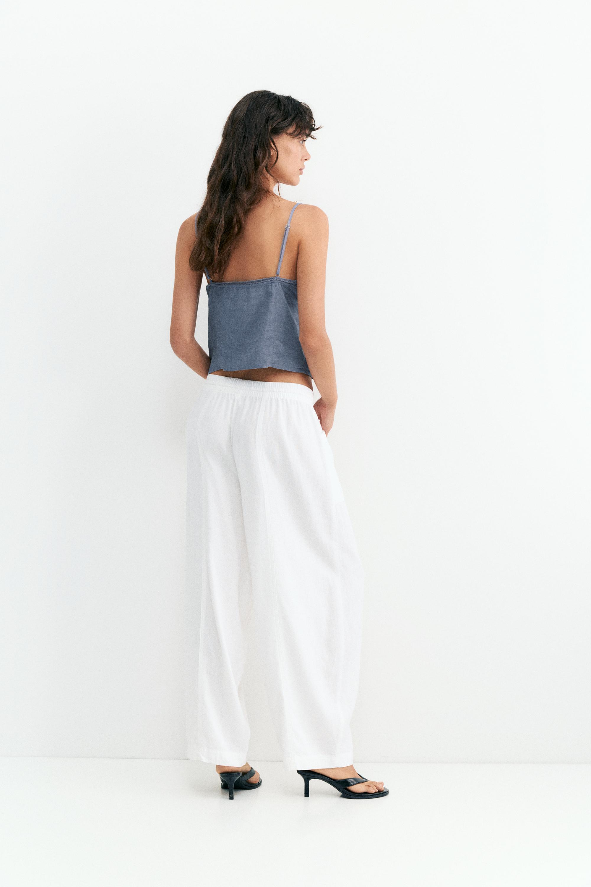 Linen blend camisole top — Blue