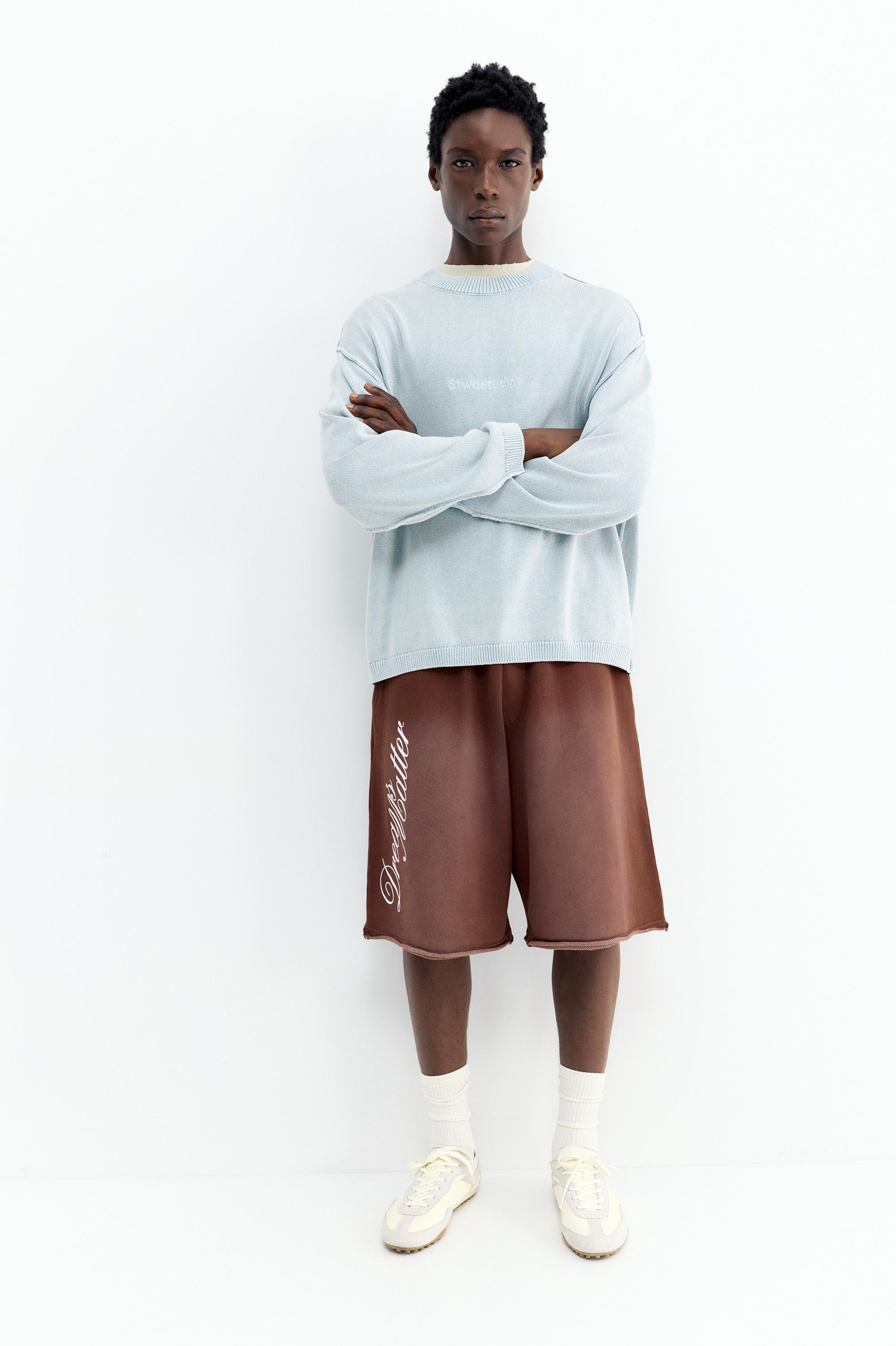 Graphic skater Bermuda sweatshorts — Brown