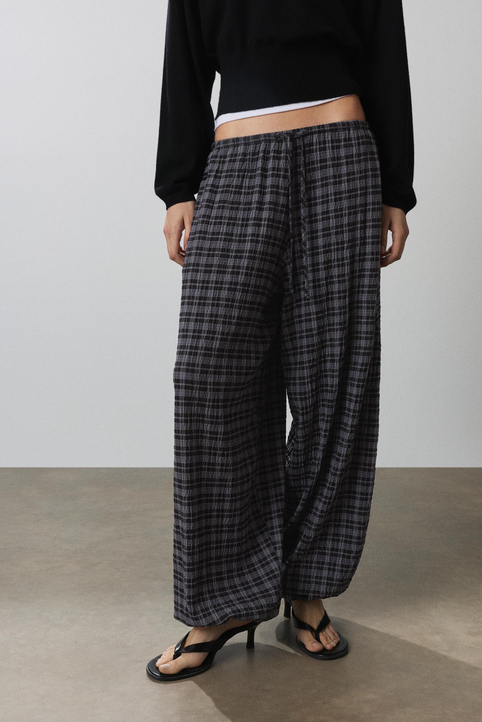 Check sarouel trousers — Anthracite grey