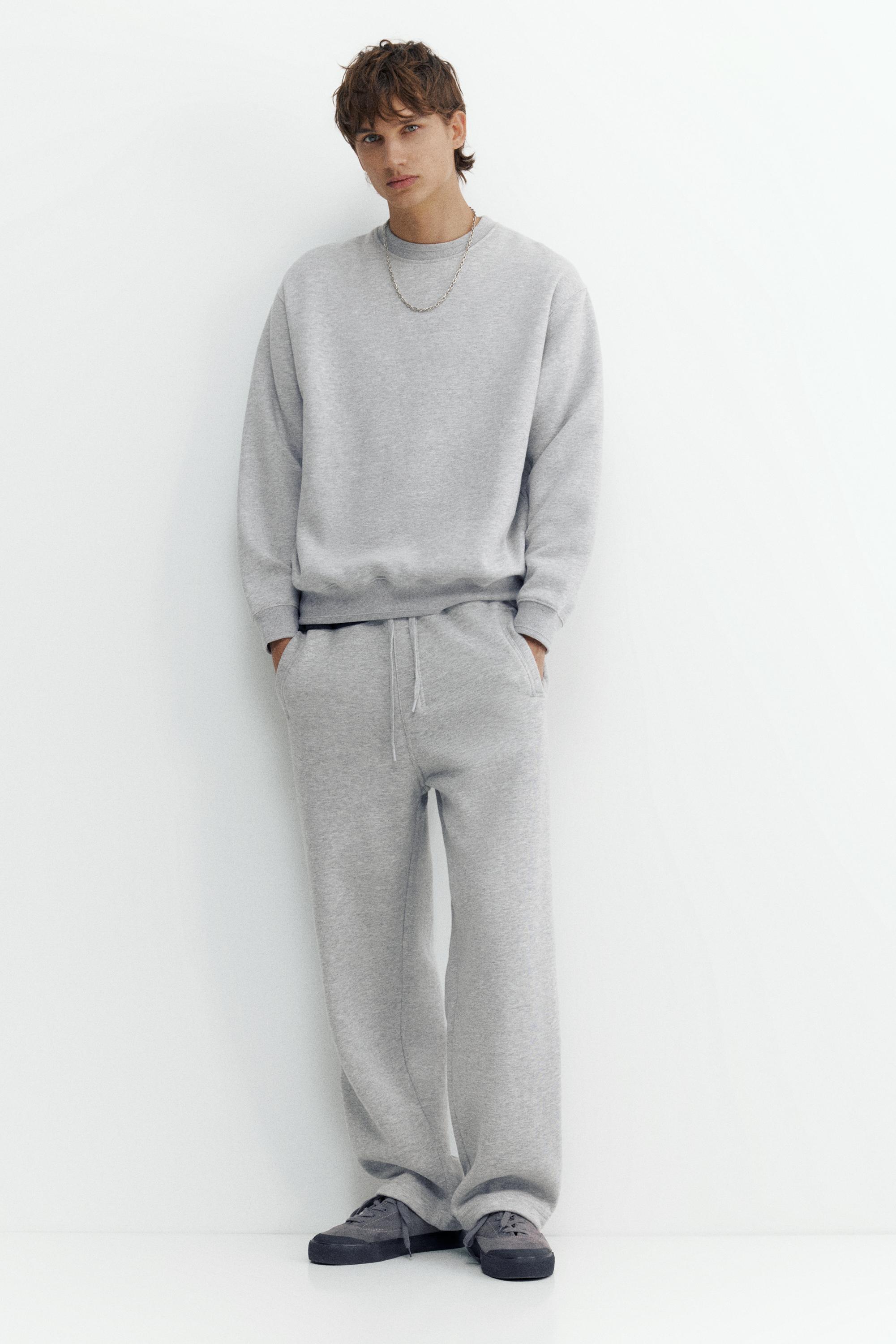 Relaxed fit round neck sweatshirt — Grey marl