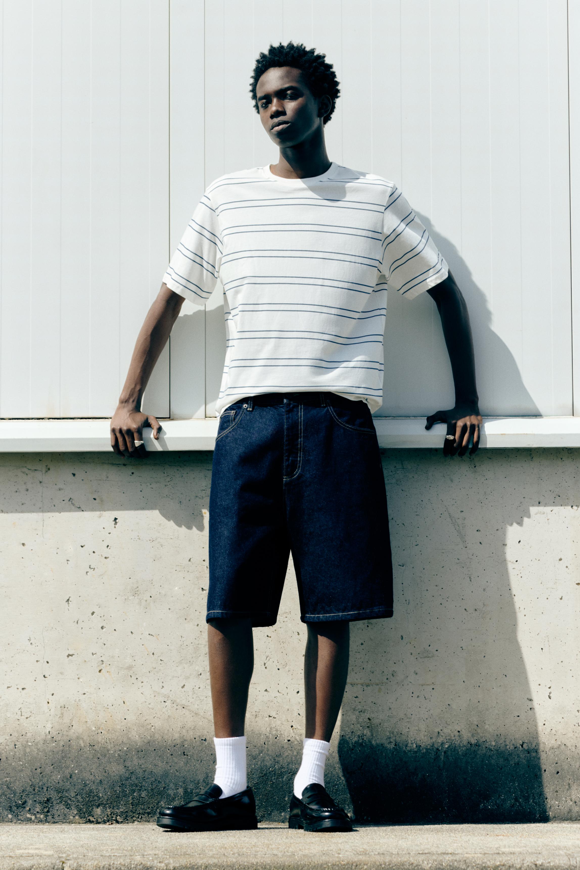 Baggy denim Bermuda shorts — Navy