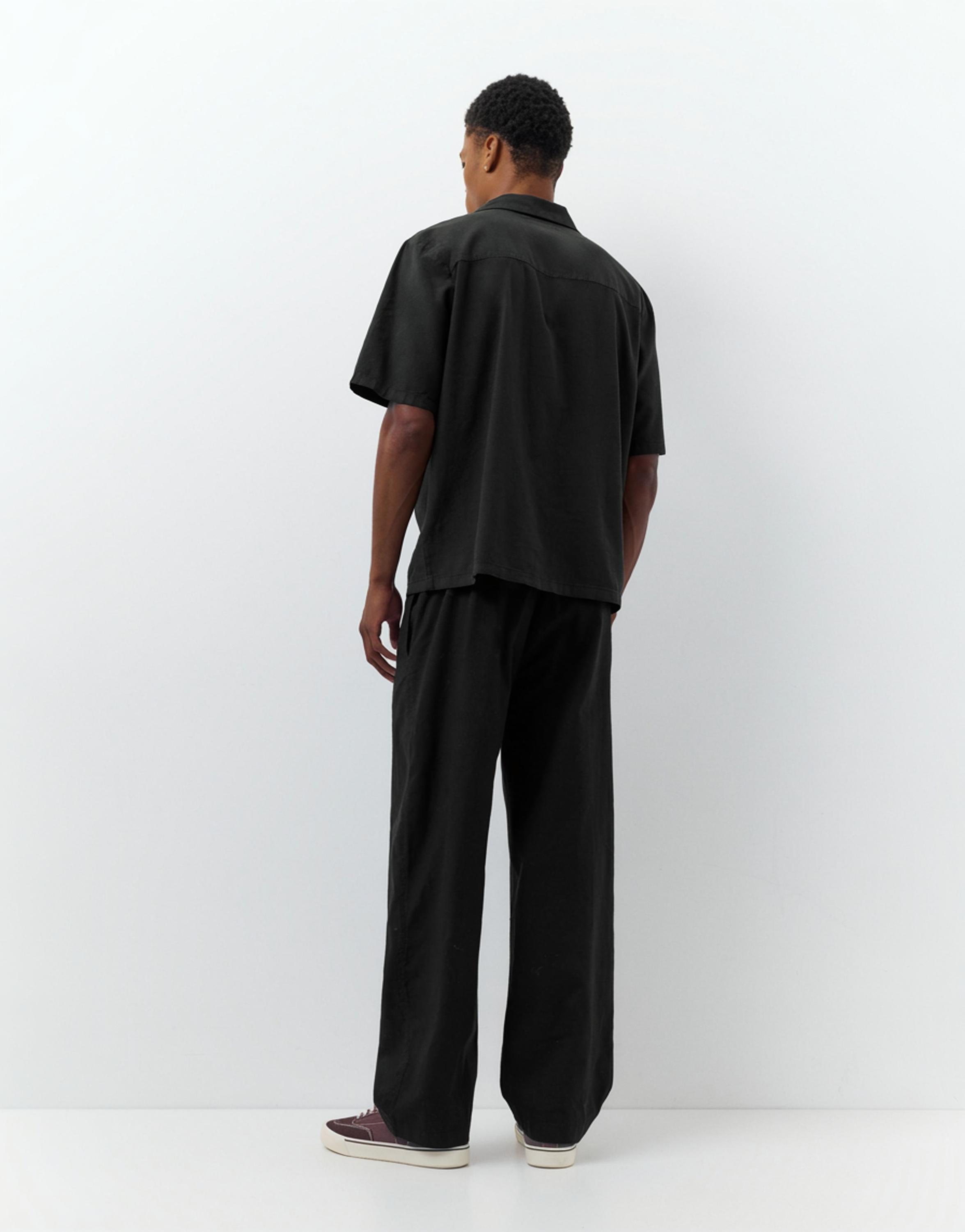 Linen blend jogger trousers — Black