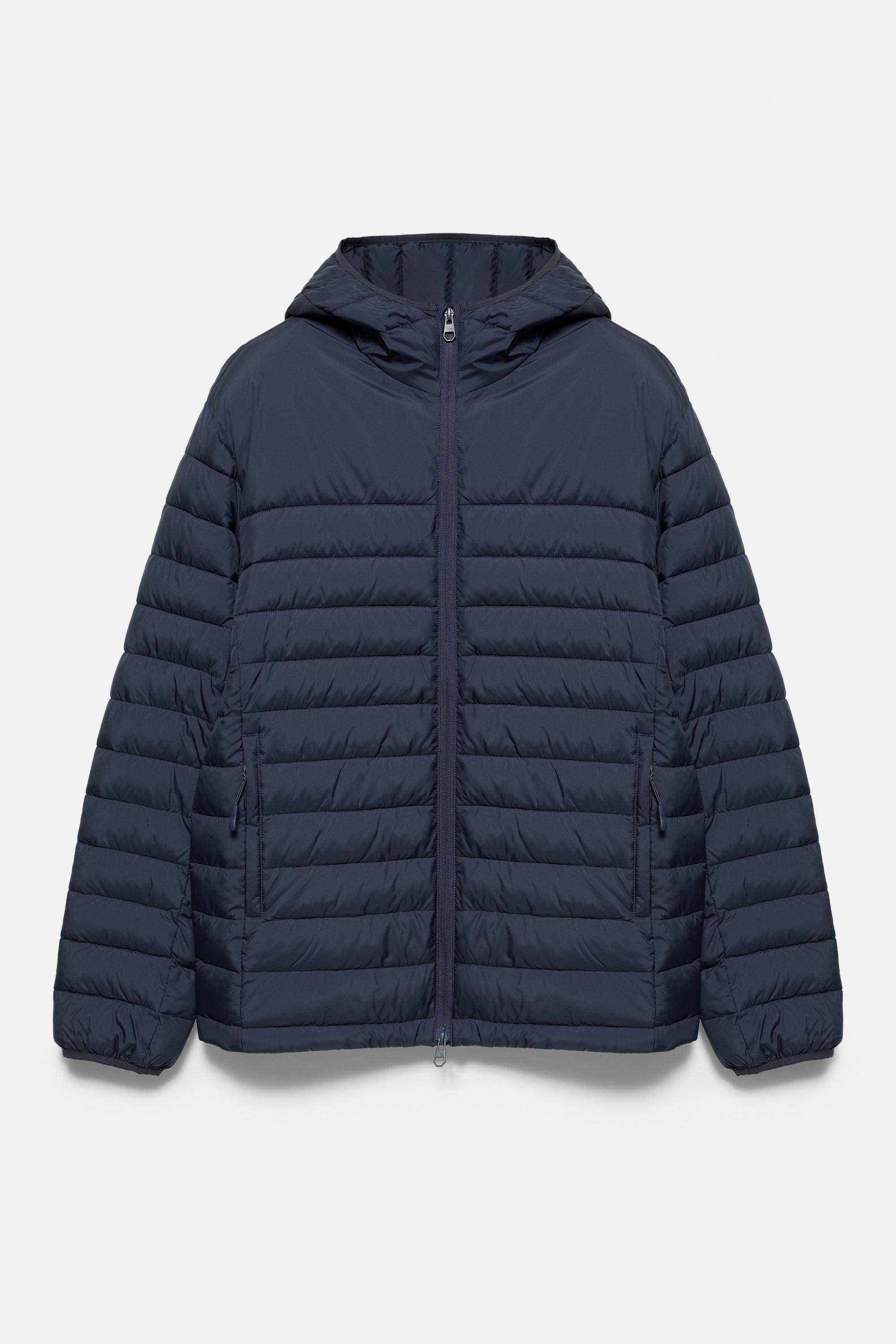 Lightweight puffer jacket with hood — Navy