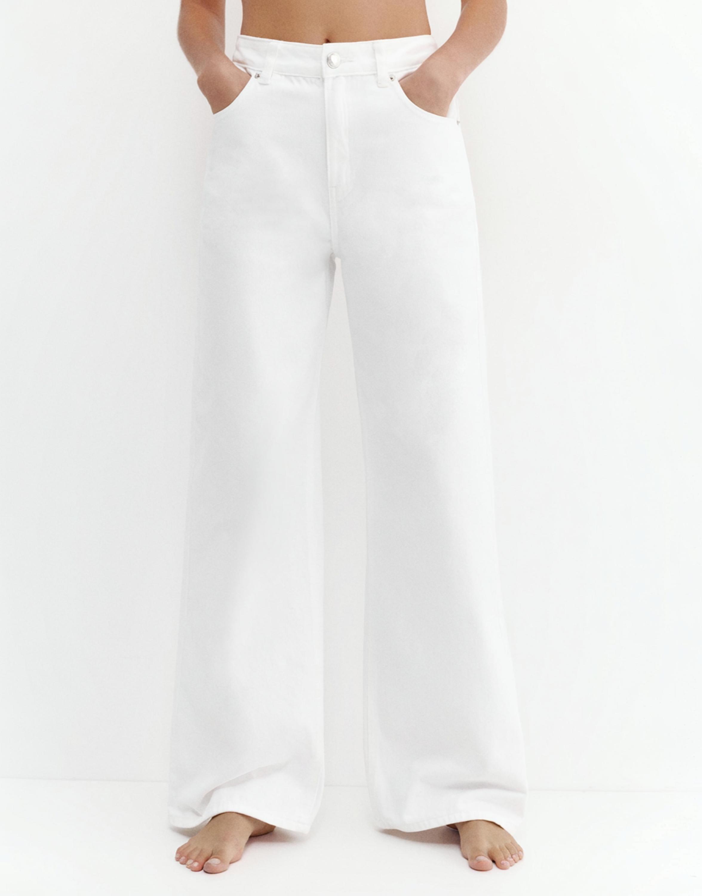 High-waist wide-leg jeans — White-t