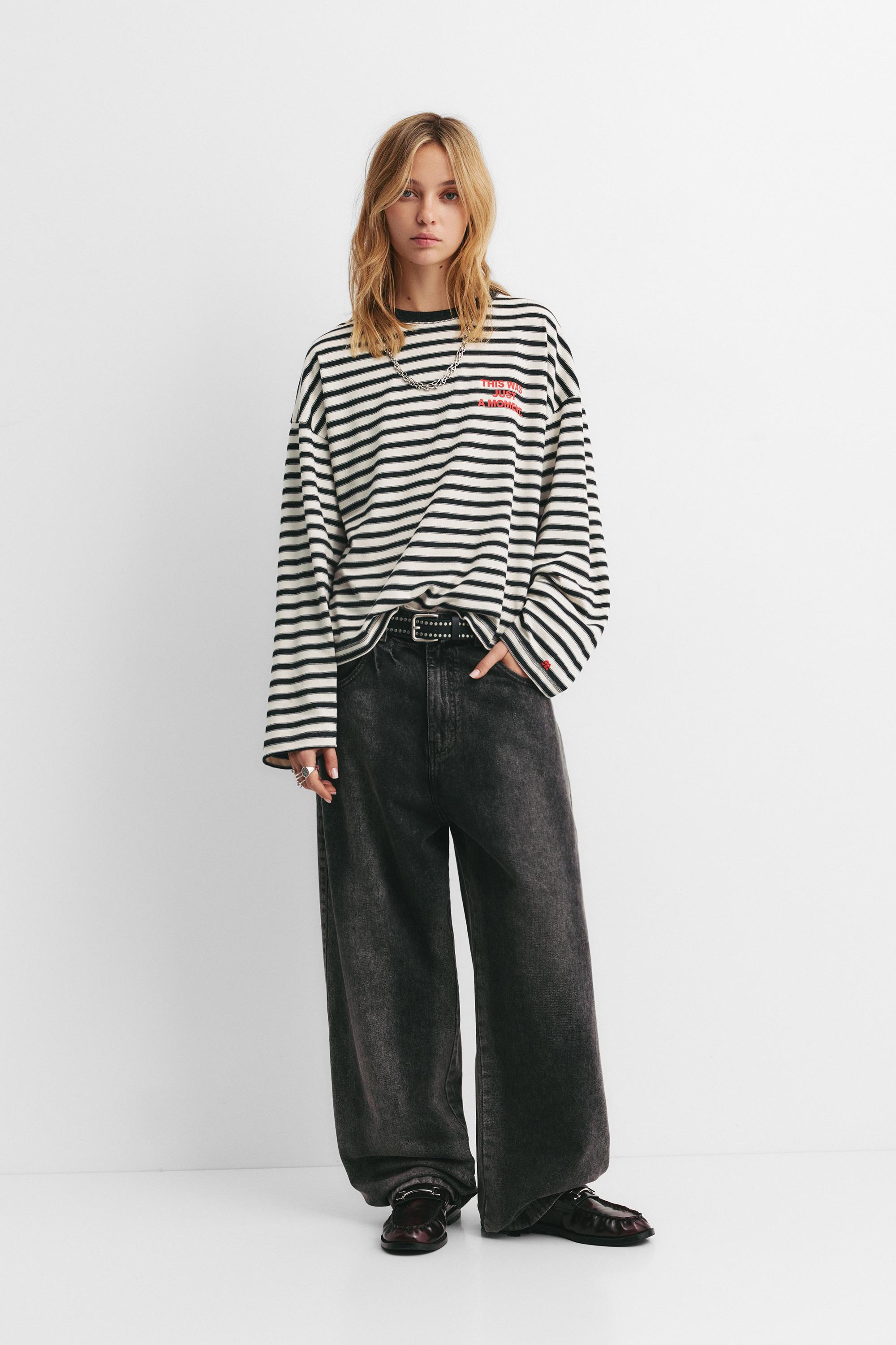 Striped T-shirt with text — Ice