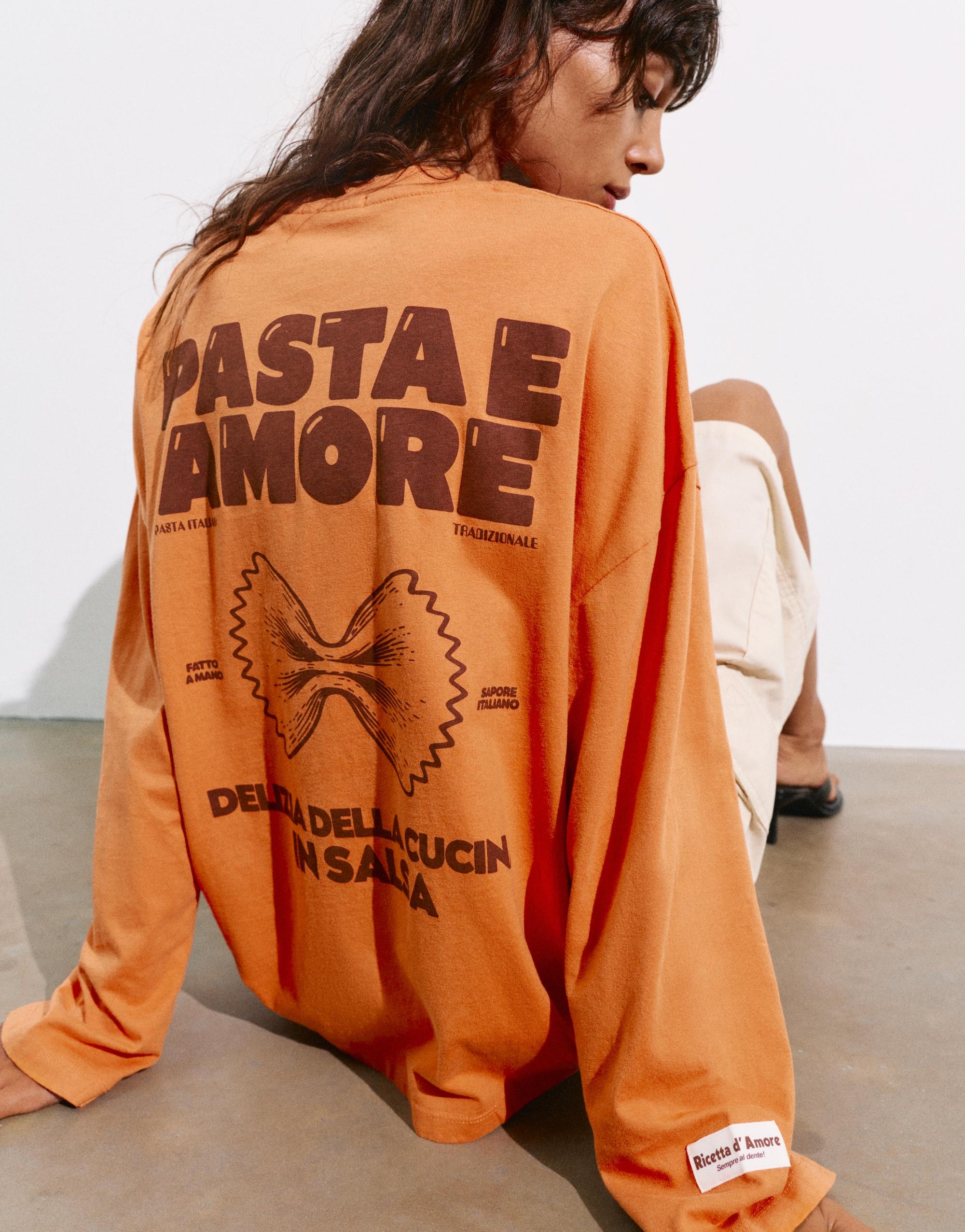 Long sleeve graphic T-shirt — Orange