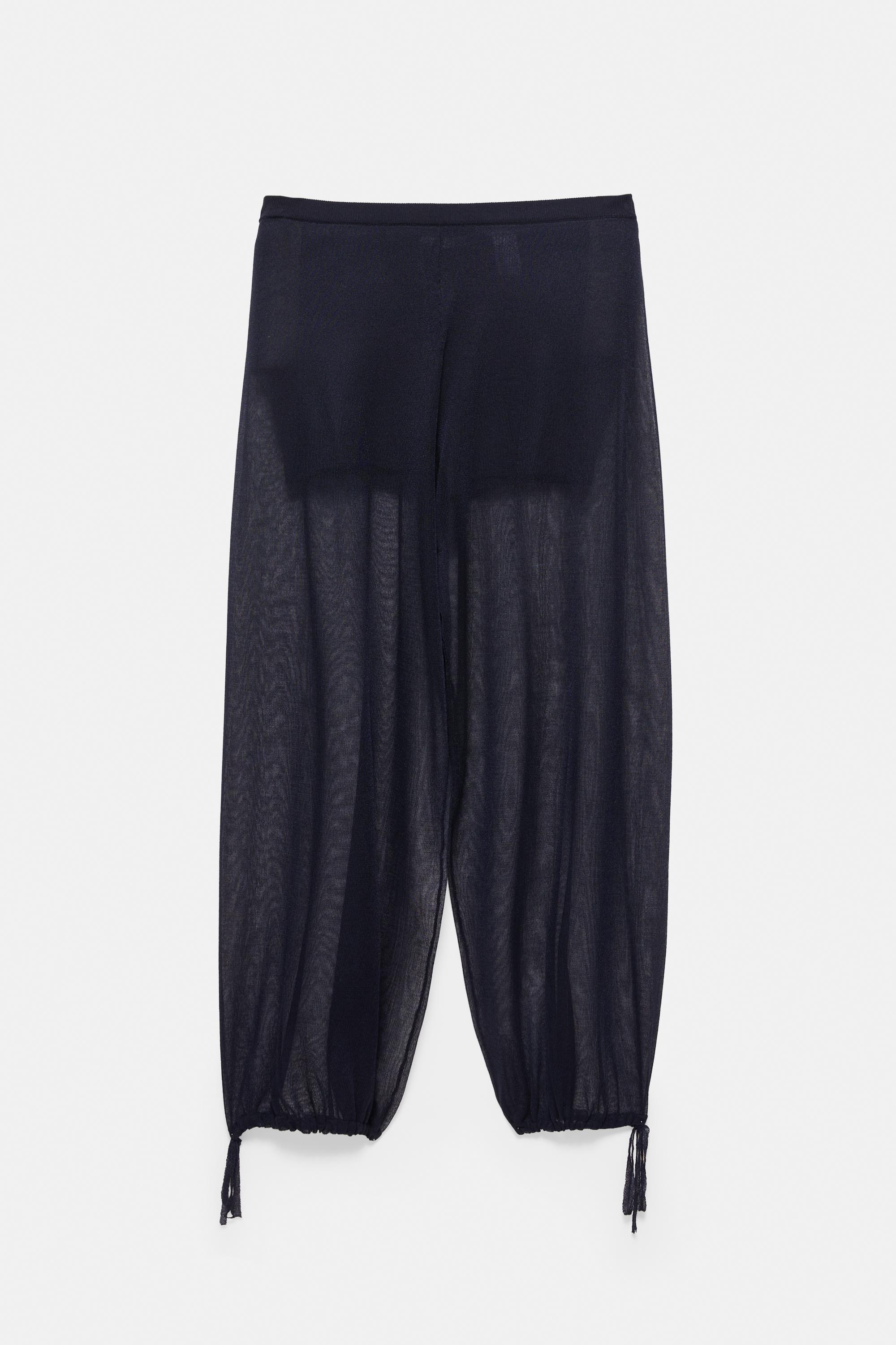 Semi-sheer sarouel trousers — Navy