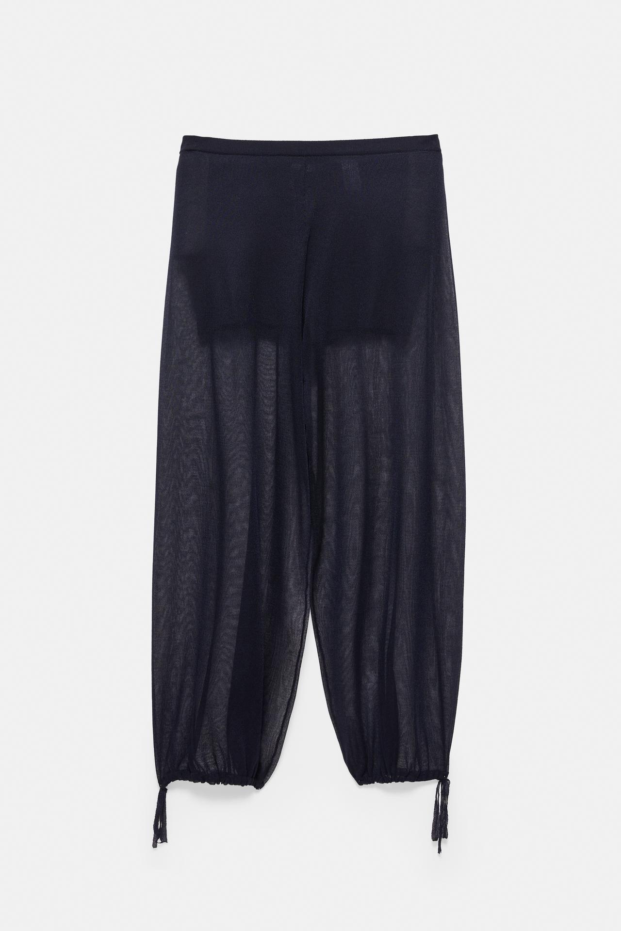 Semi-sheer sarouel trousers — Navy
