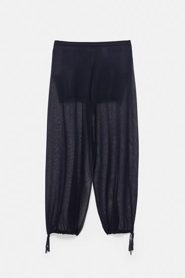Semi-sheer sarouel trousers — Navy 5