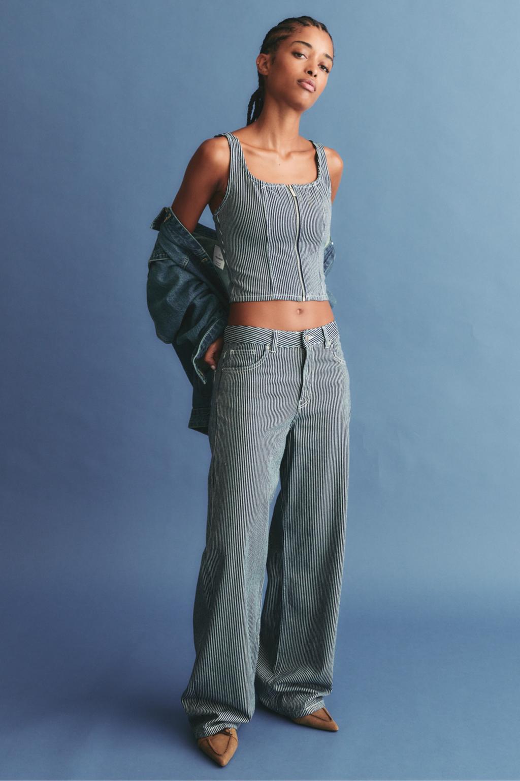 Striped straight-leg jeans pull&bear