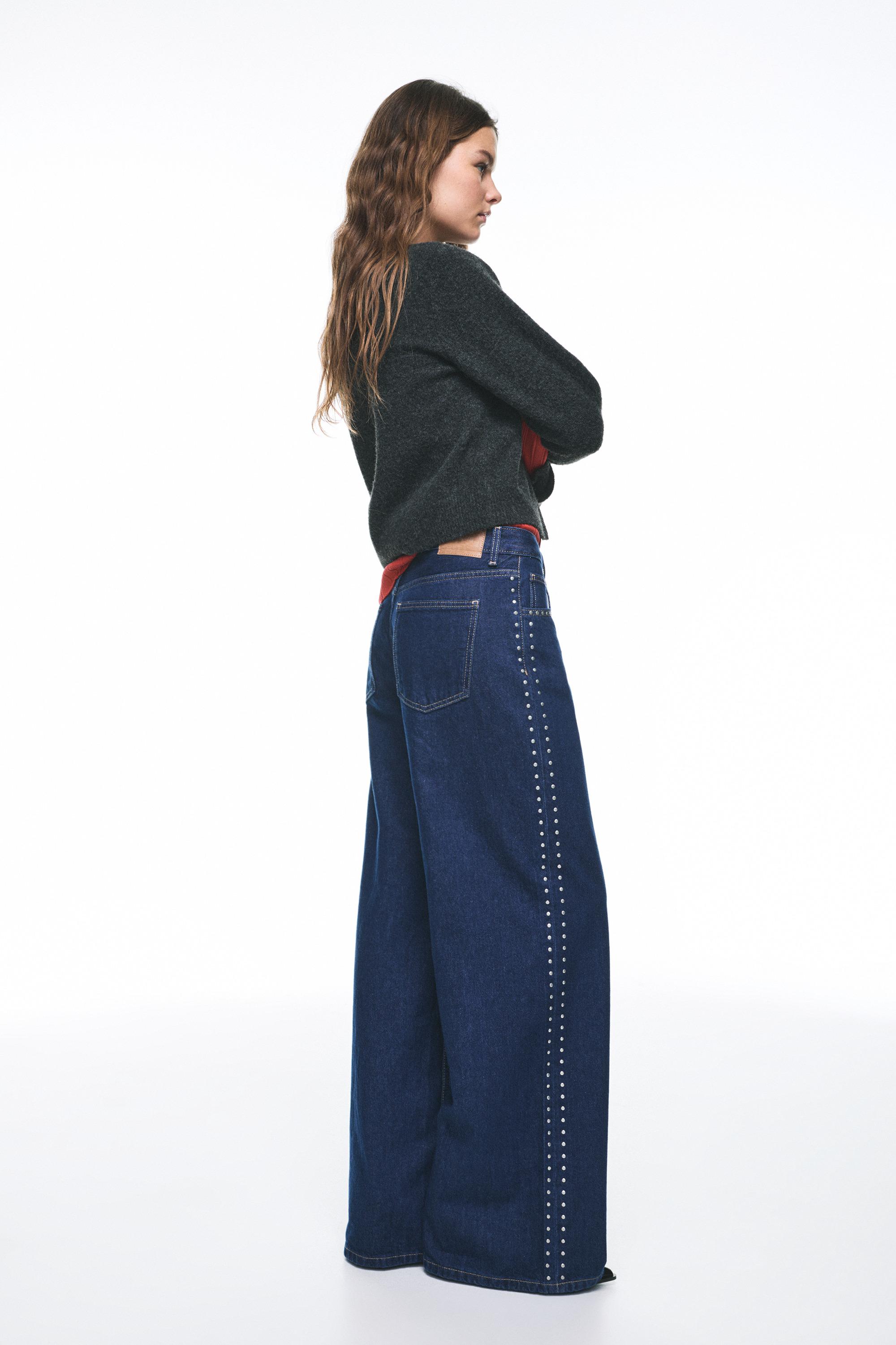 Zımbalı geniş paça jean - Görsel 18