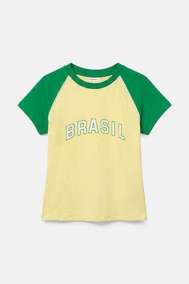 Slim fit Brazil graphic T-shirt — Yellow 3