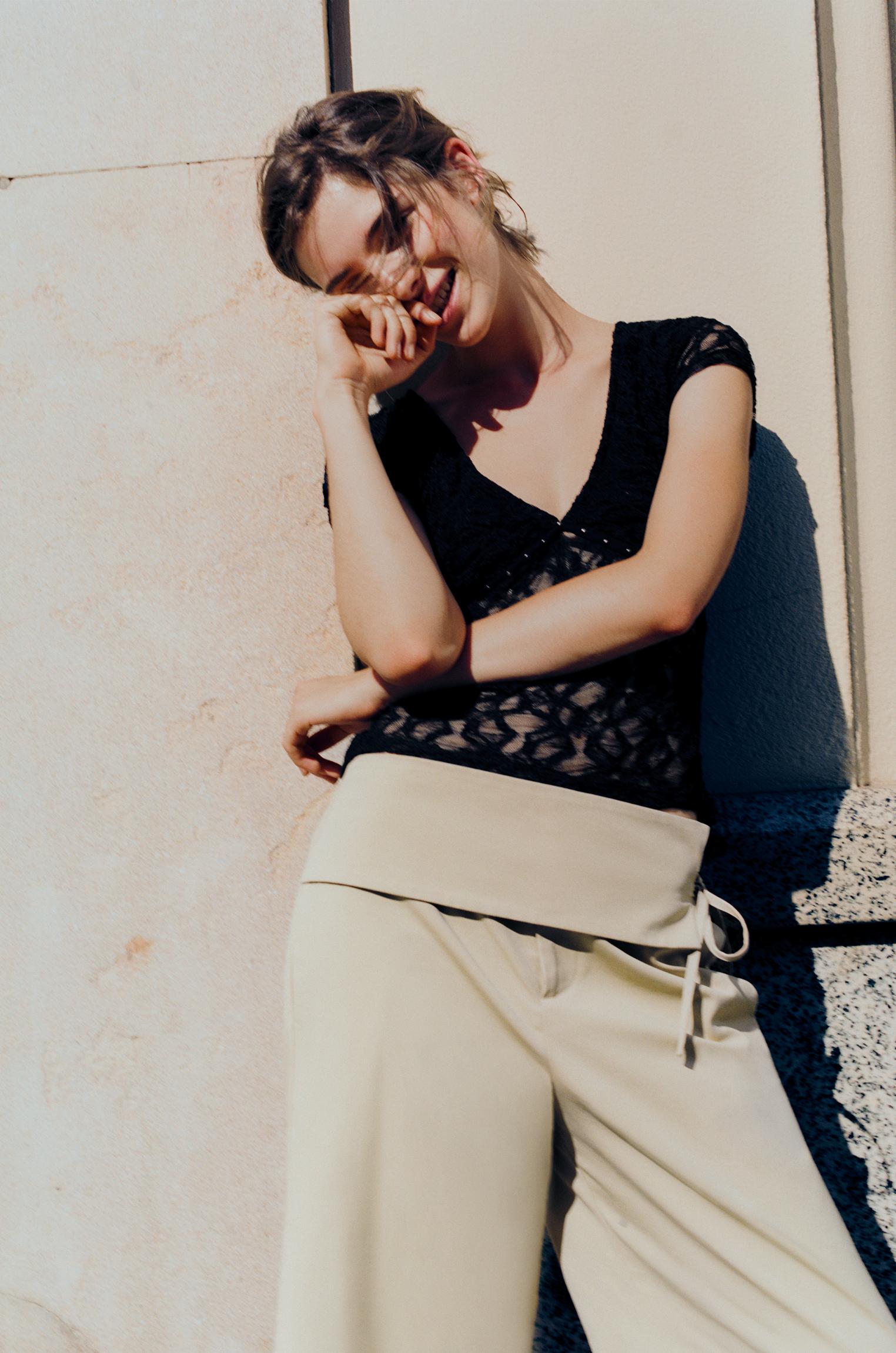 Sash tie culottes — Light camel
