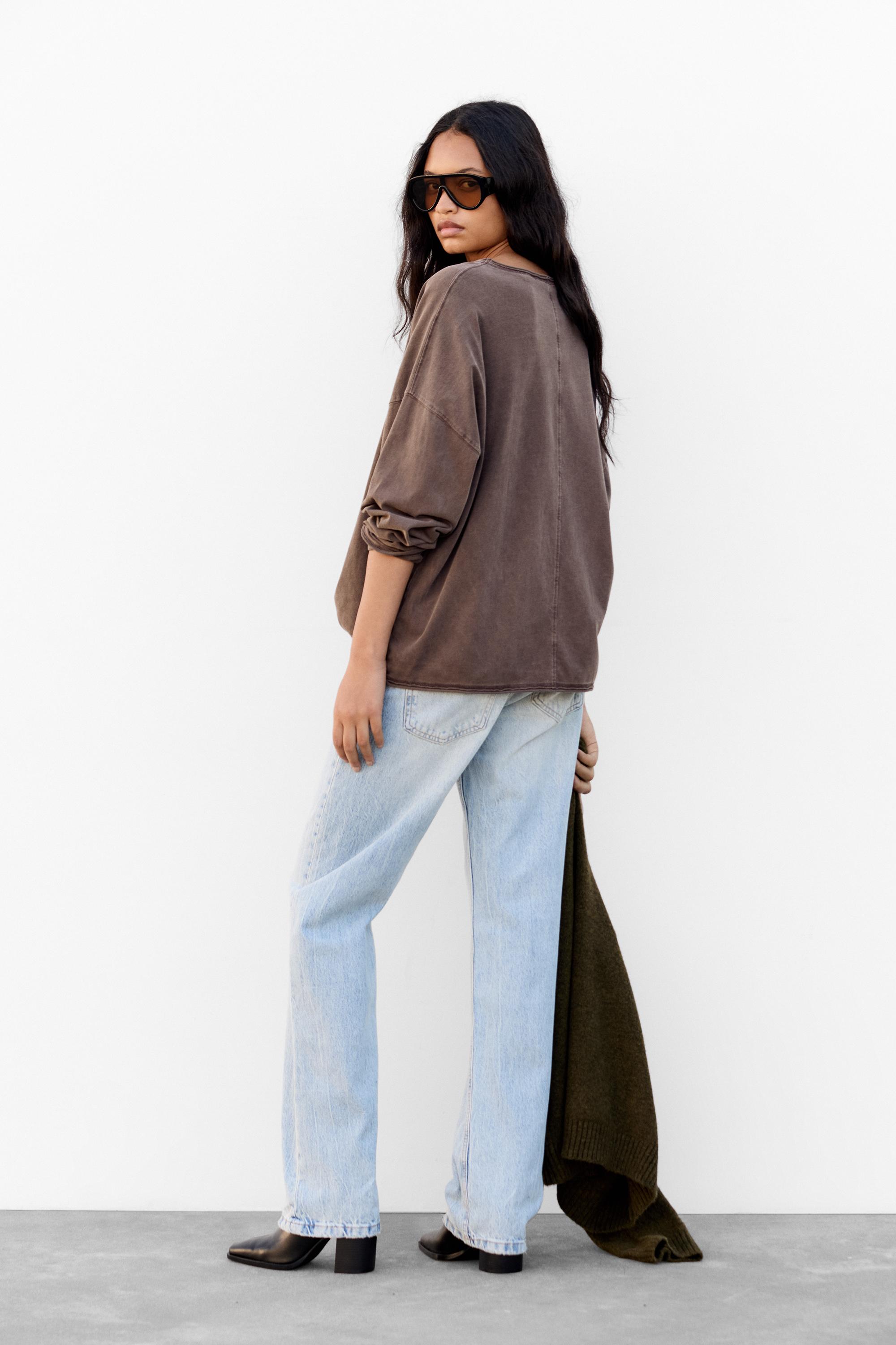 Uzun kollu oversize t-shirt - Görsel 38