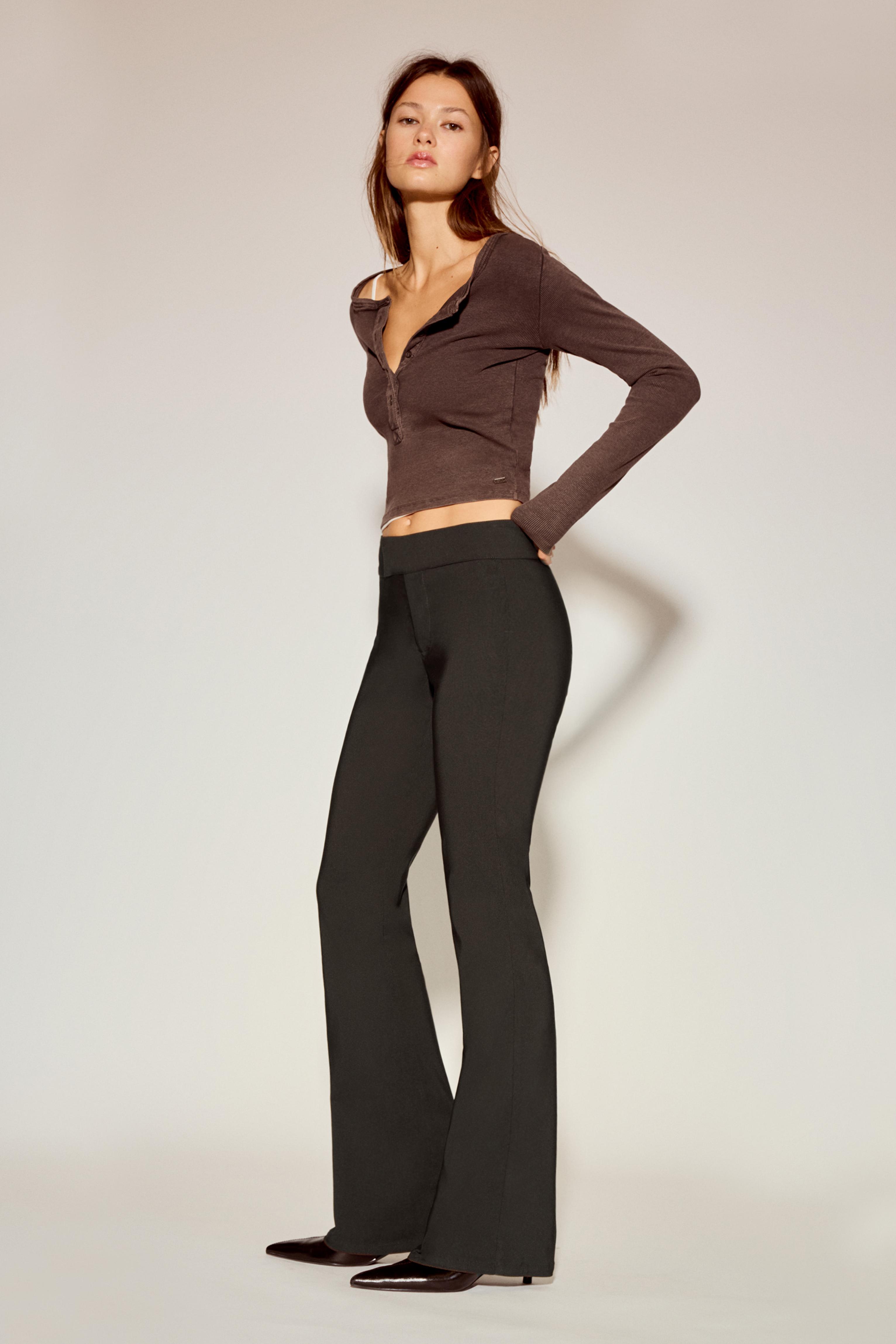 Mid-waist bootcut trousers — Brown