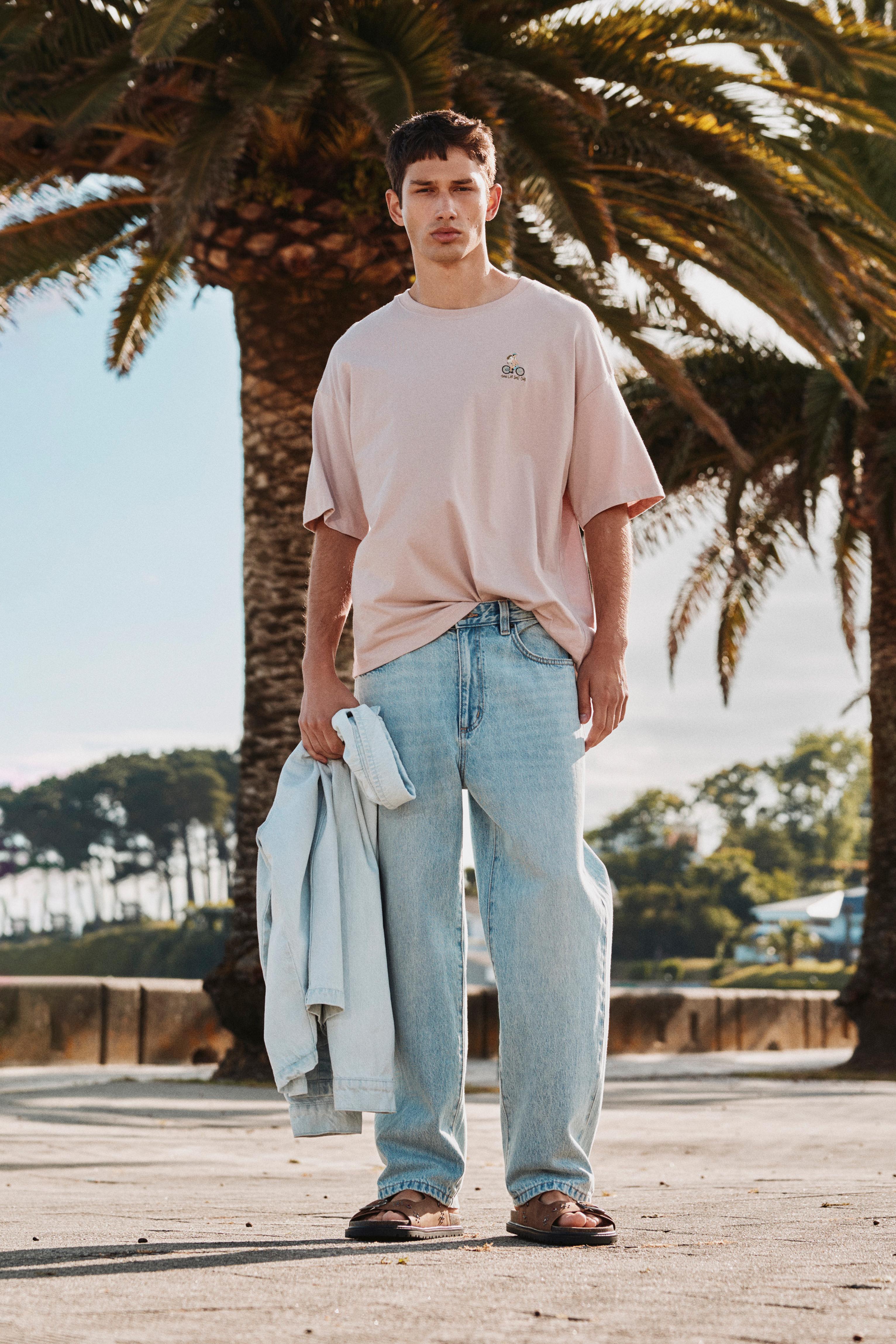 Relaxed fit bicycle embroidery T-shirt — Pale lilac