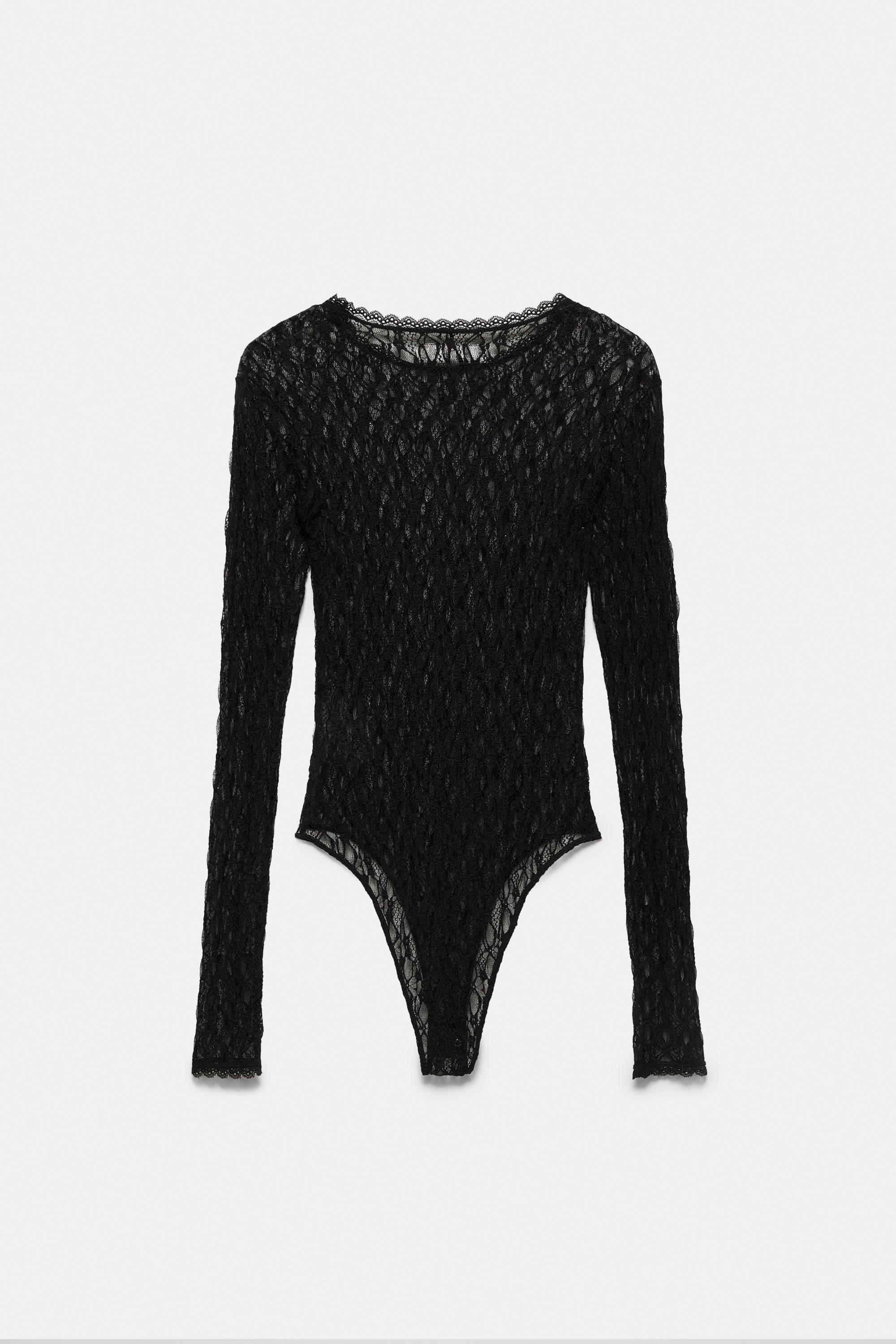 Long sleeve lace bodysuit — Black
