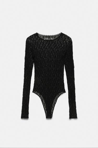 Long sleeve lace bodysuit — Black 5