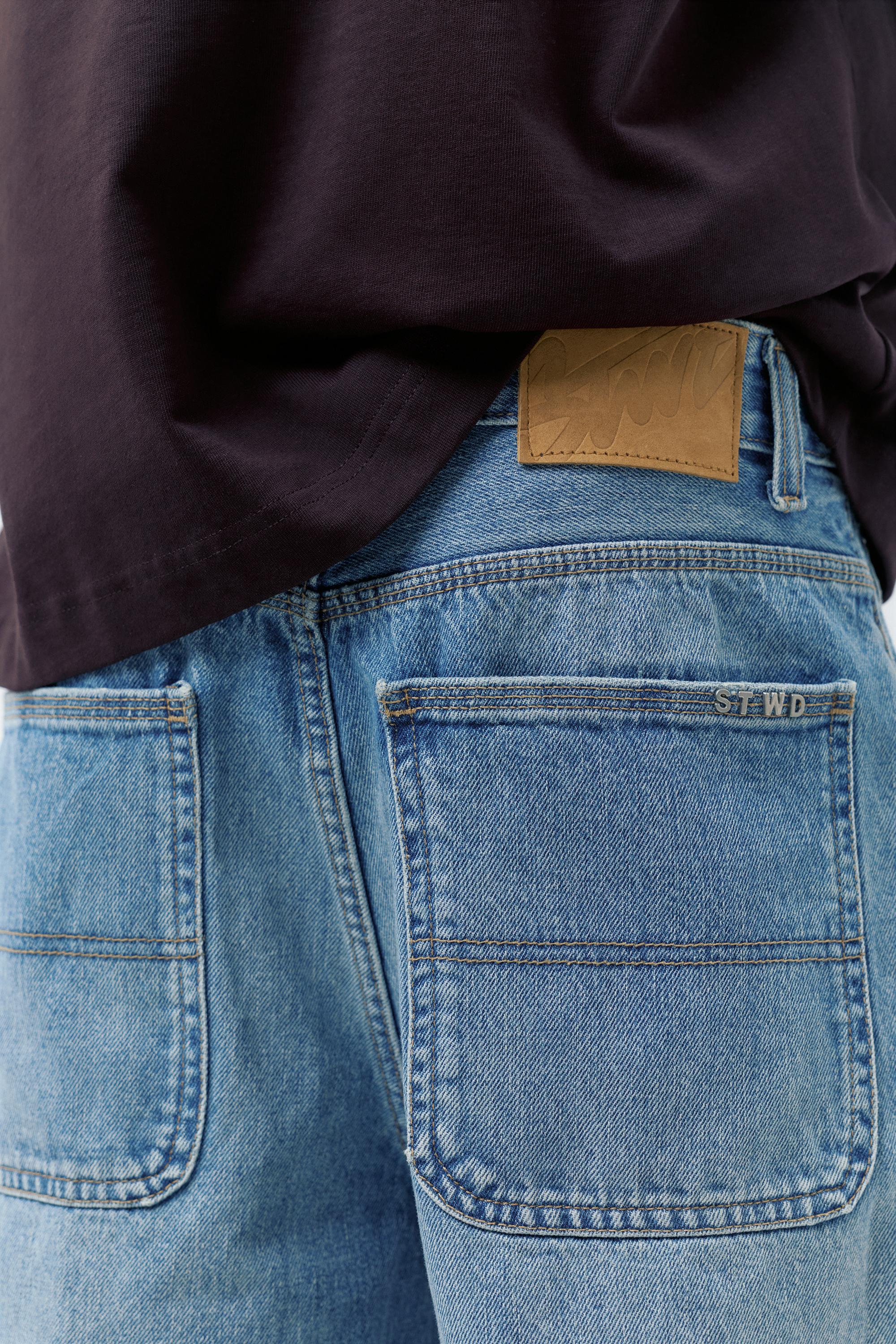 Baggy relaxed fit denim Bermuda shorts — Greenish blue