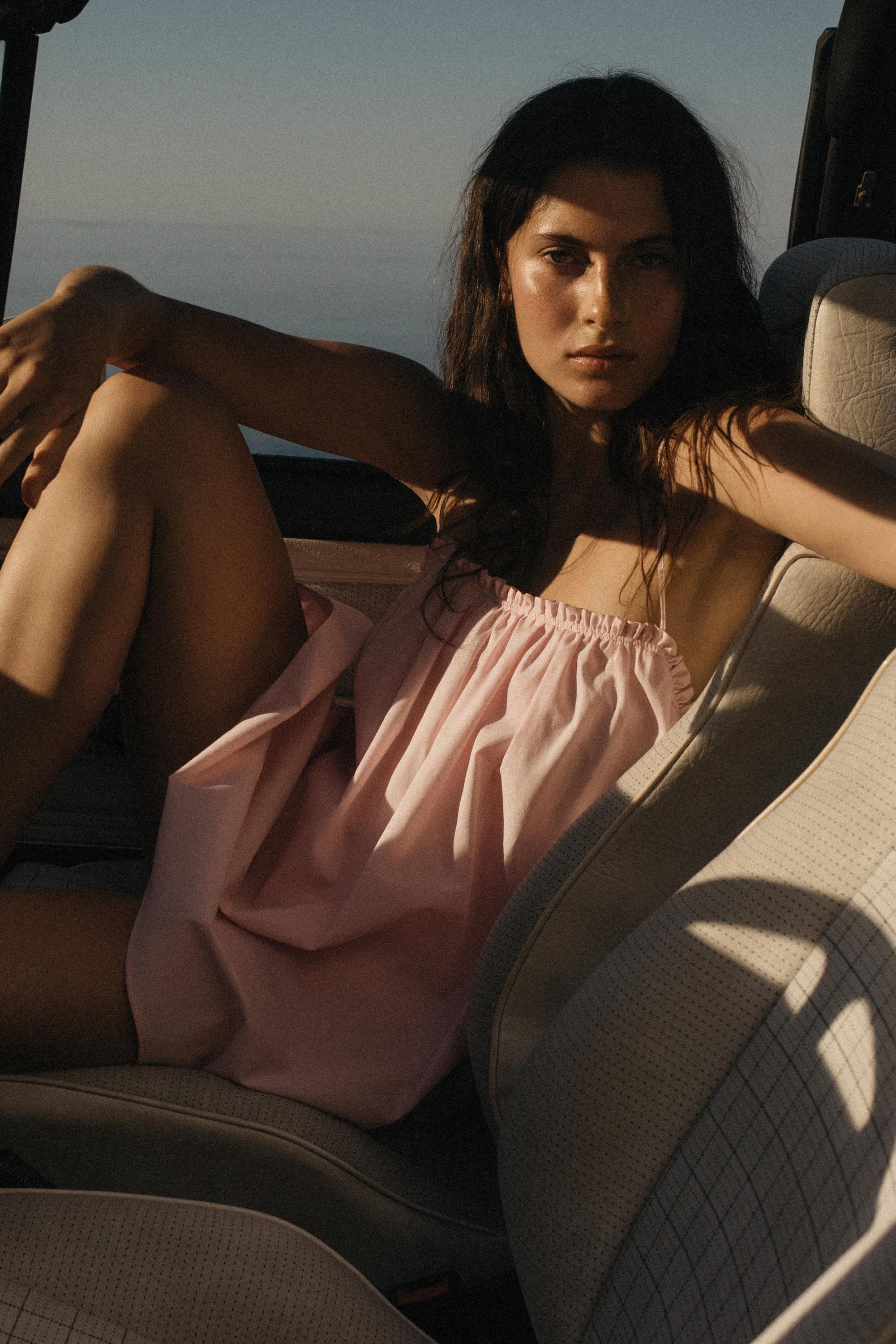 Strappy poplin mini dress — Pink