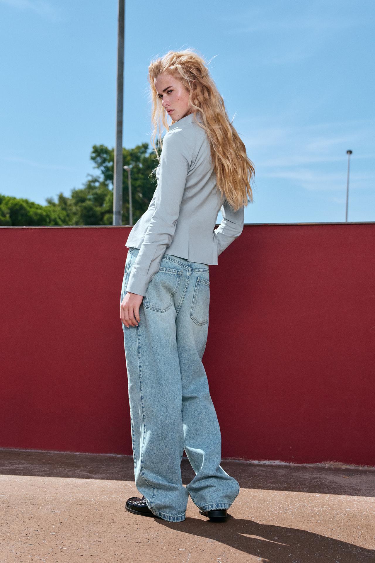 Barrel jeans with side-seam detail — Faded blue