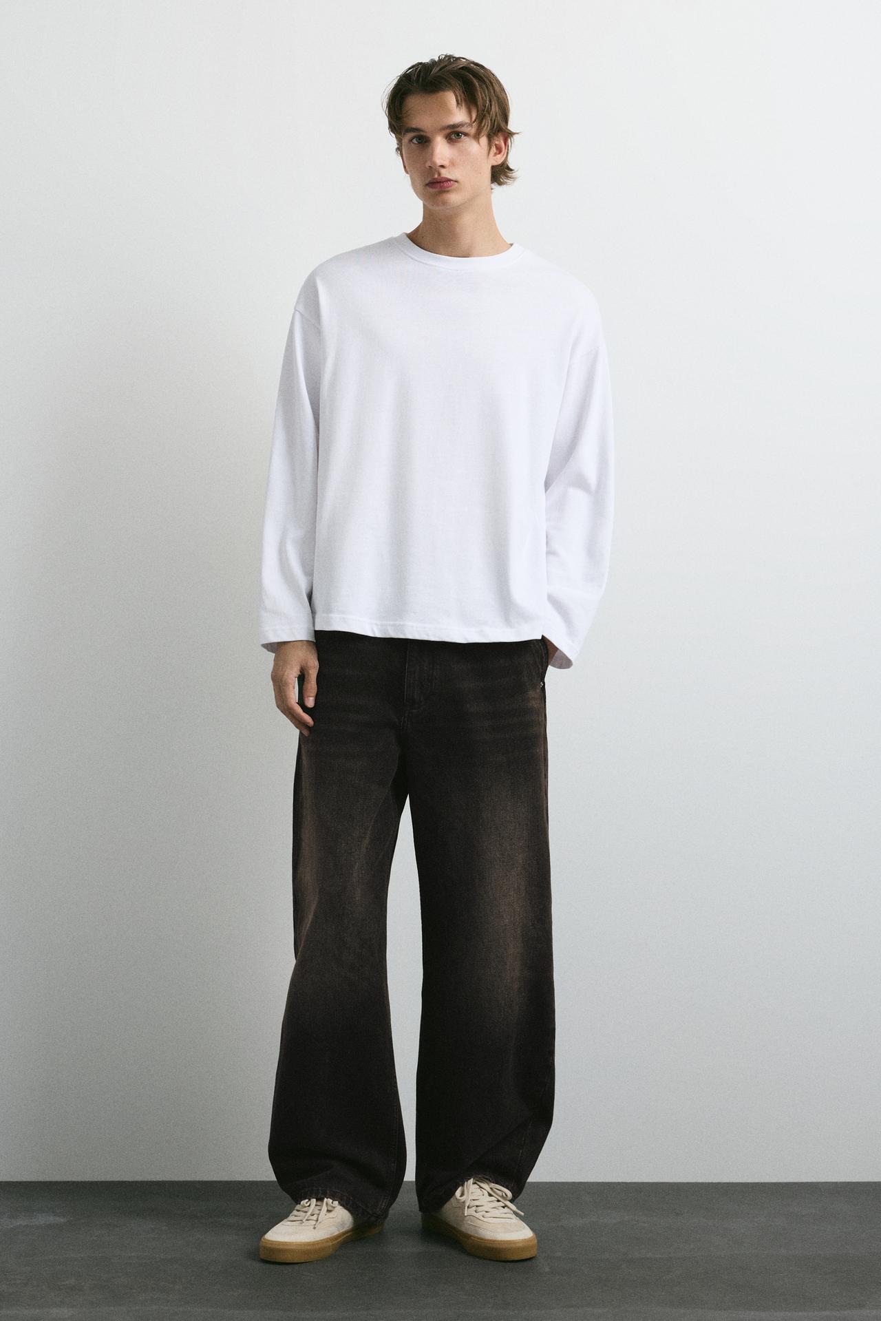 100% cotton barrel jeans — Faded black