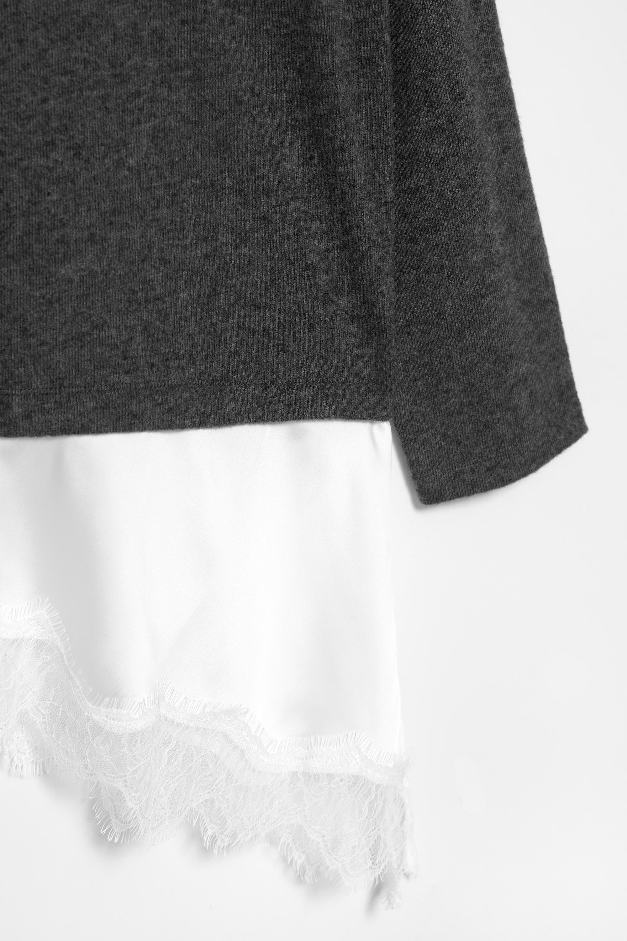 Fine lace combined jumper — Dark grey