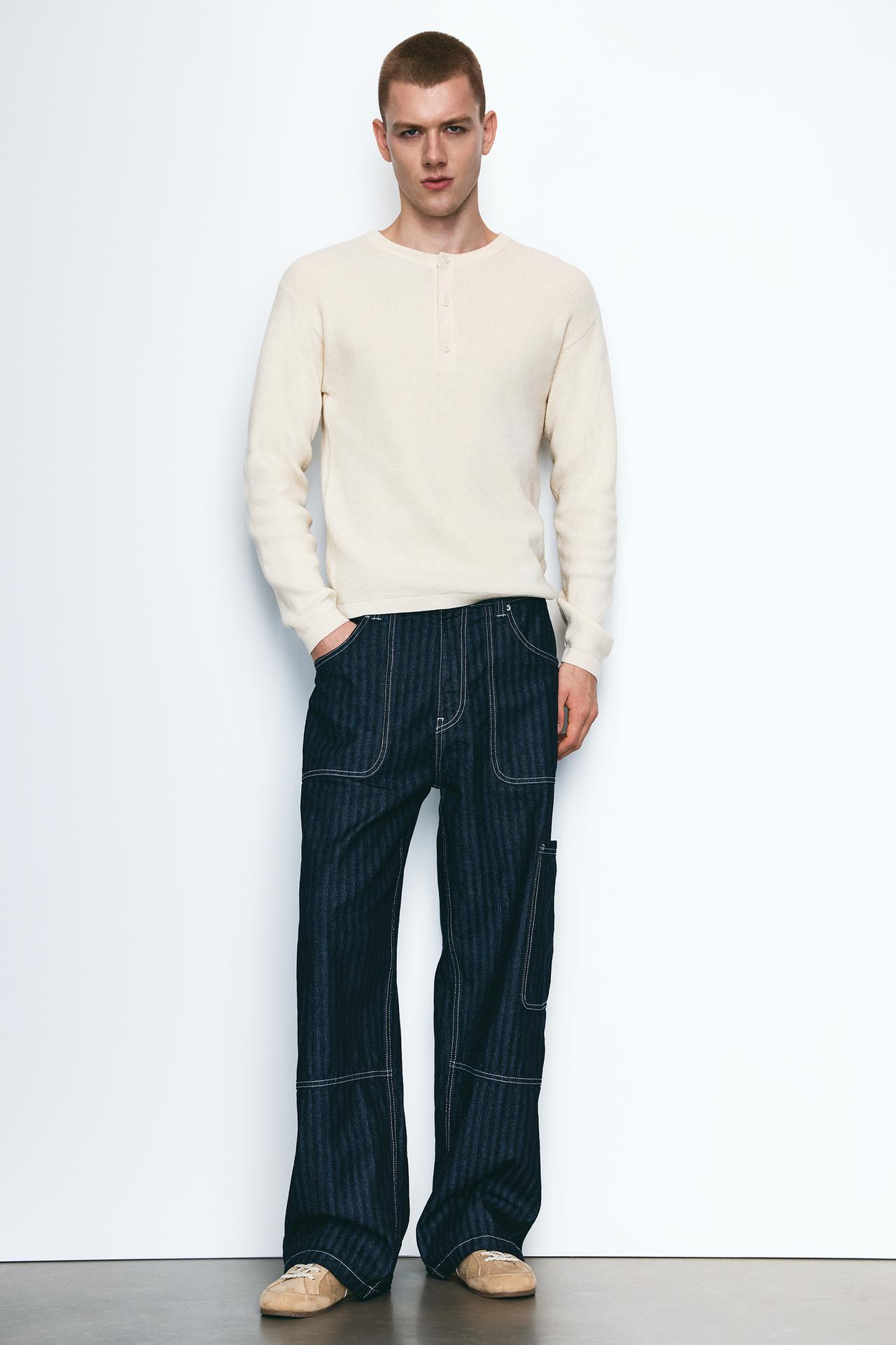 Henley collar jumper — White