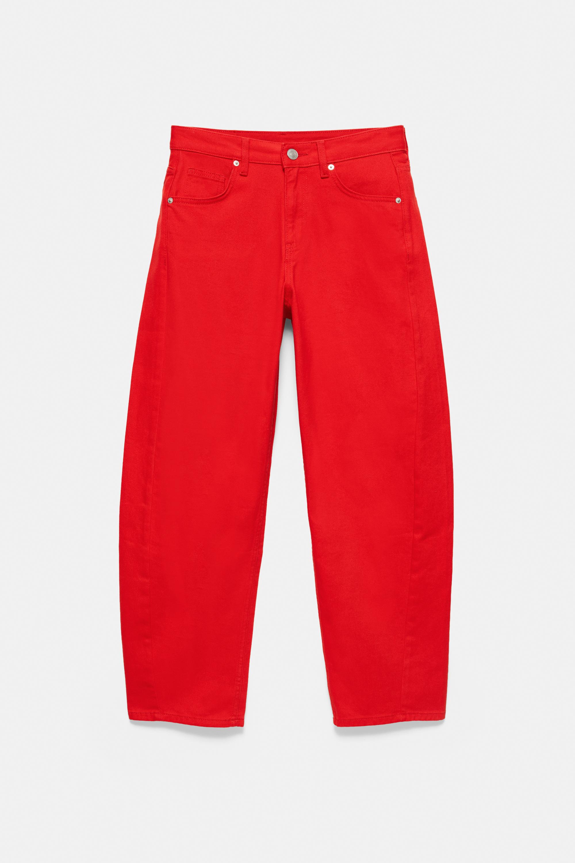 Low-rise barrel jeans — Red