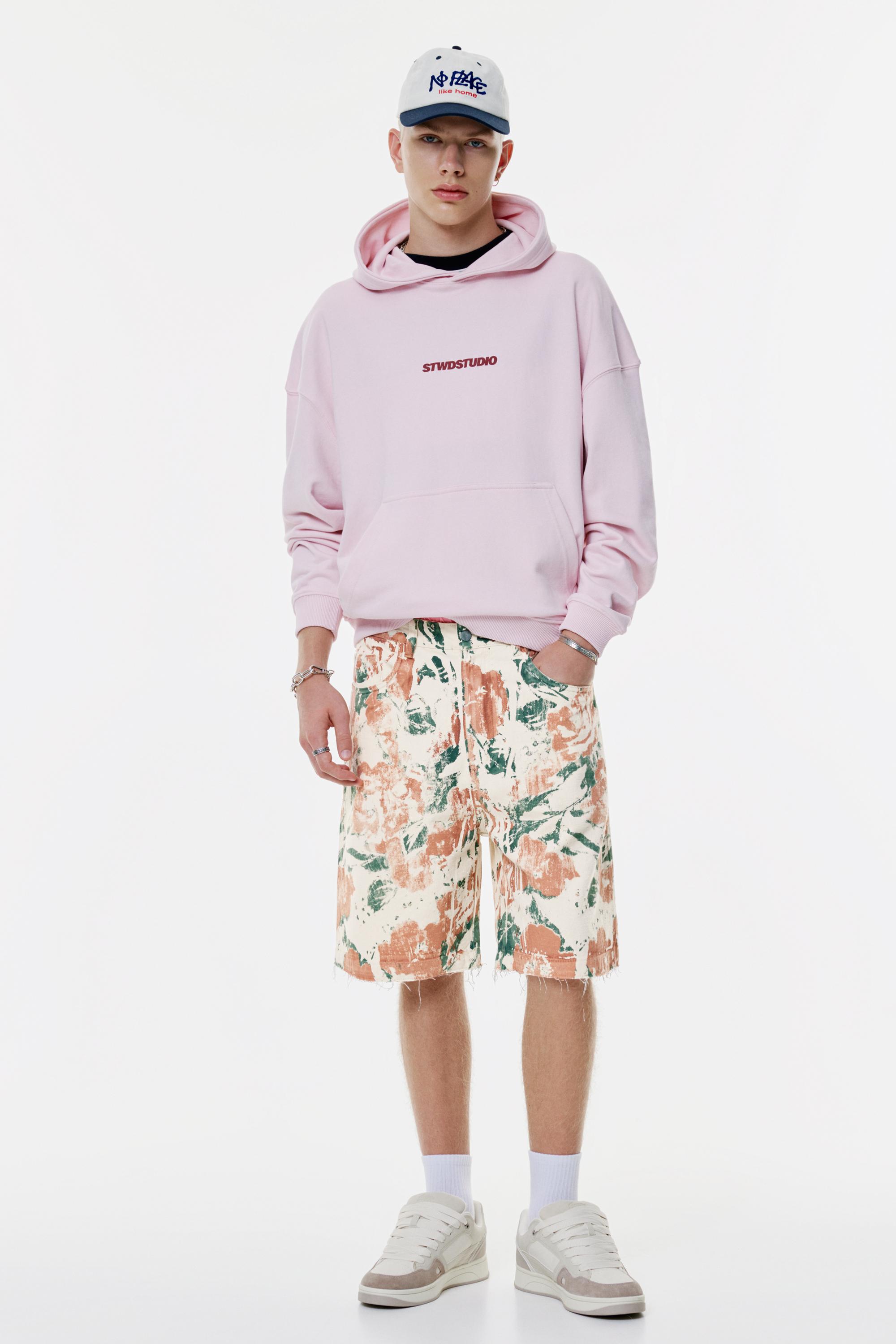 Blumenbermudas Mit Ausgefranstem Saum