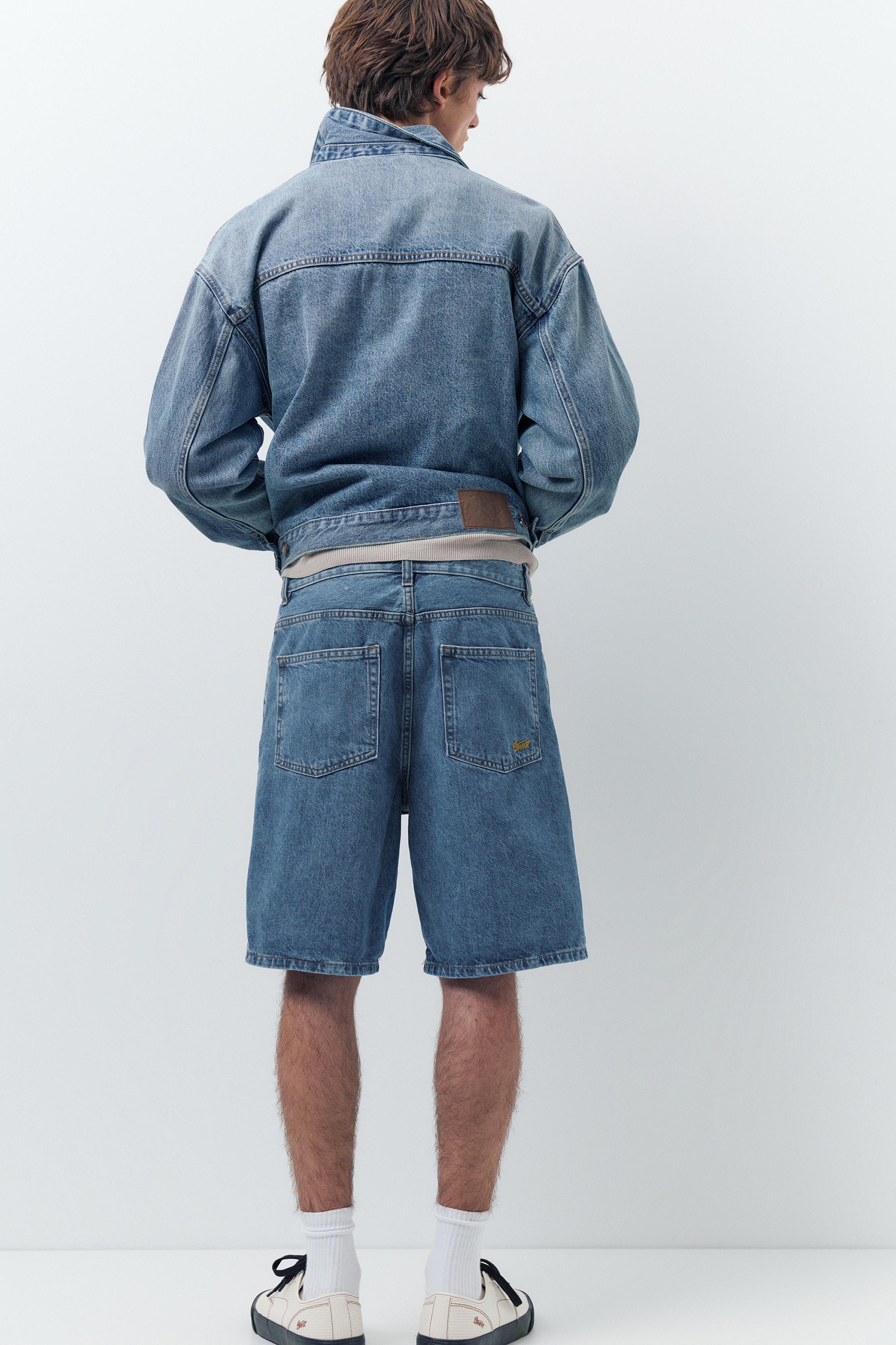 Baggy denim Bermuda shorts — Medium blue
