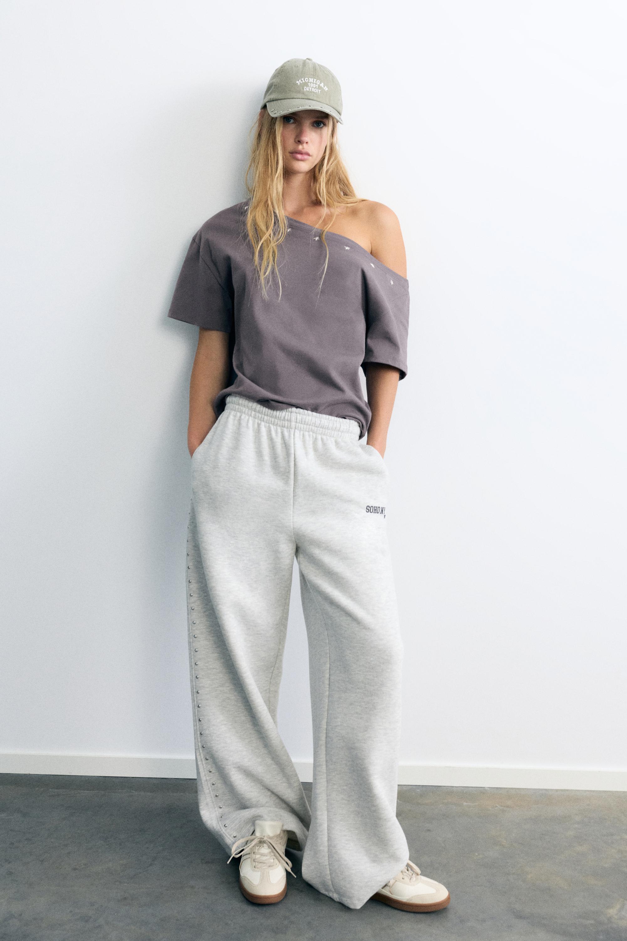 Studded joggers — Grey marl