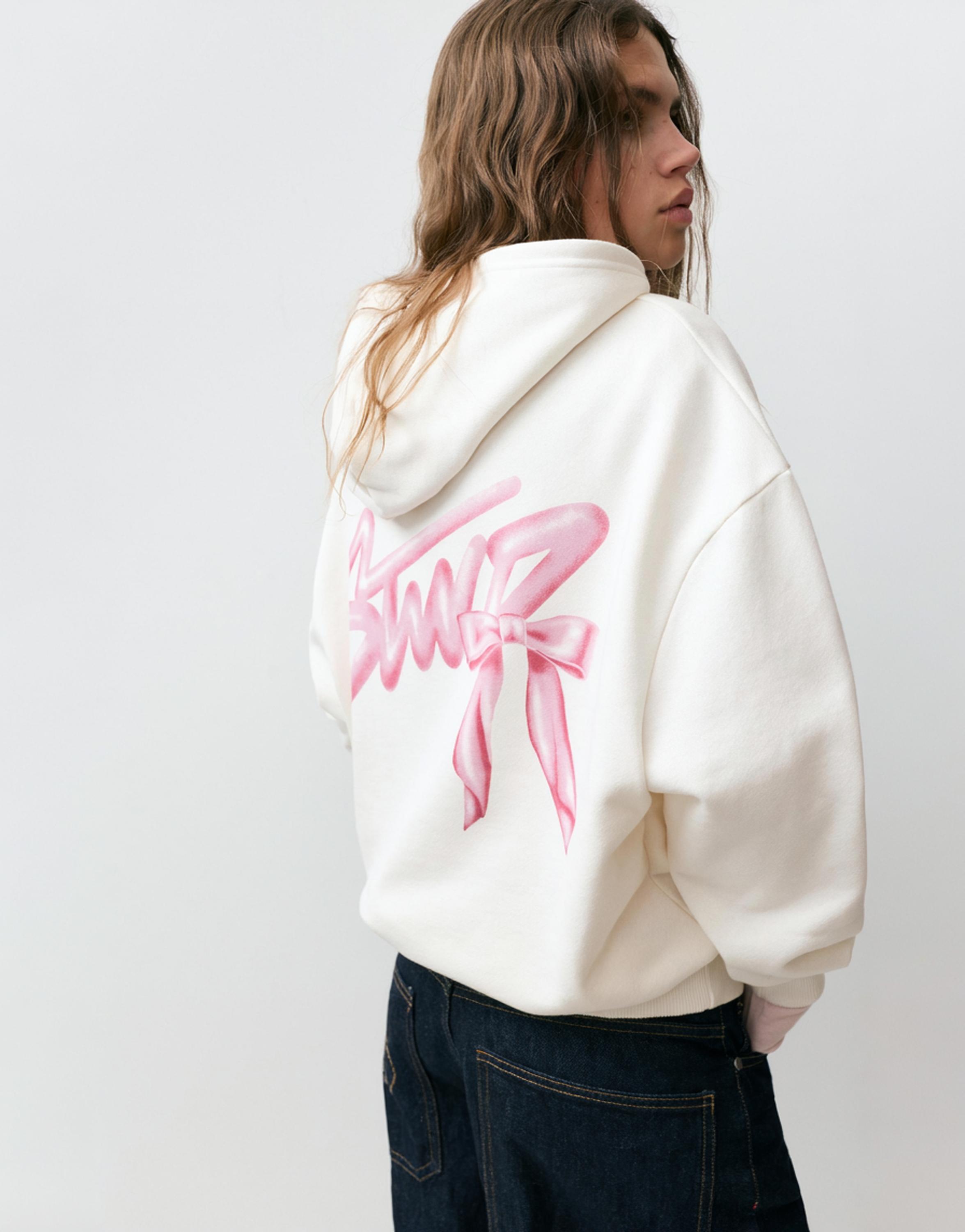 Fiyonk grafikli kapüşonlu sweatshirt - Görsel 13