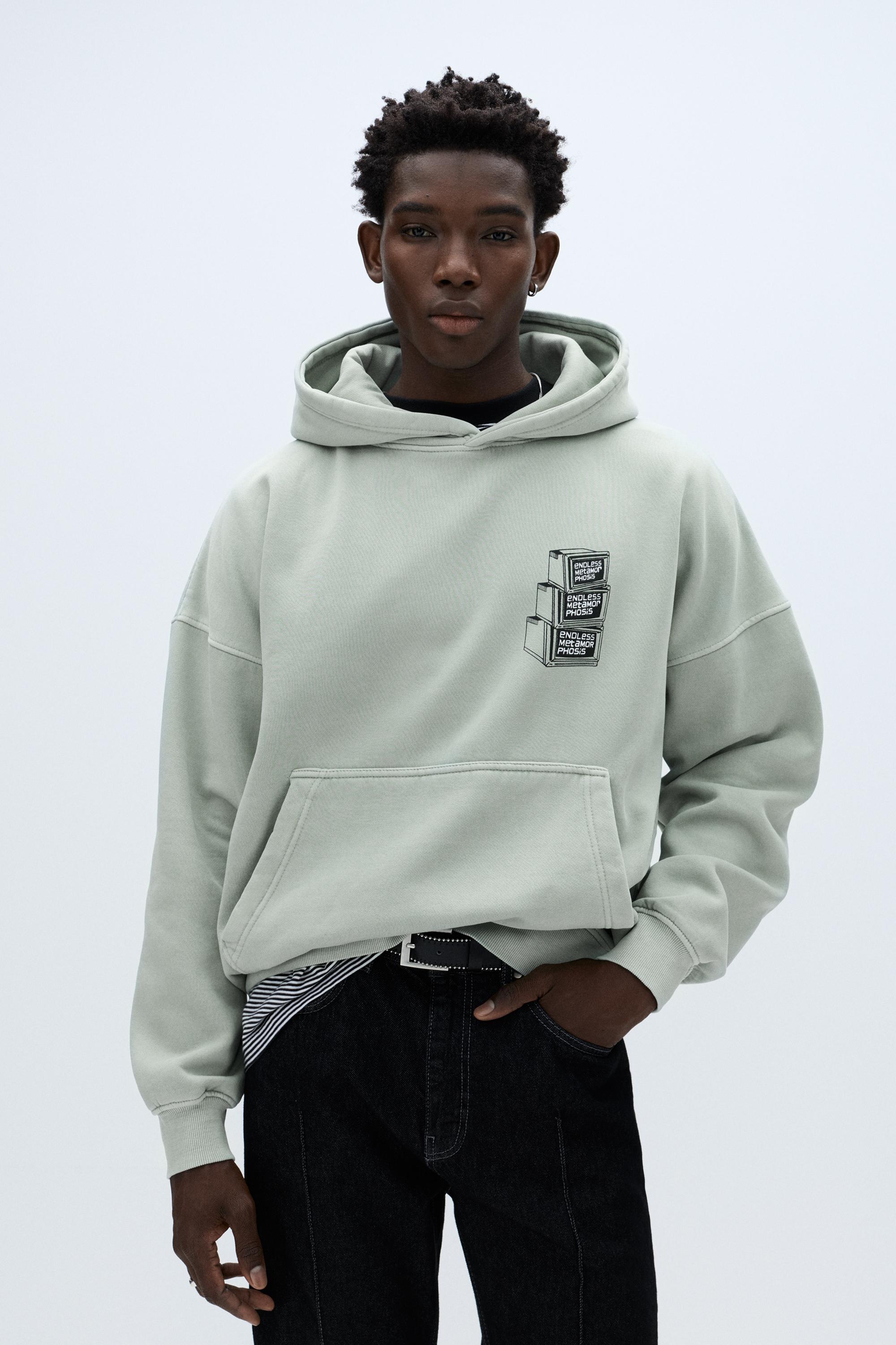 Oversize kapüşonlu grafik baskılı sweatshirt - Görsel 3